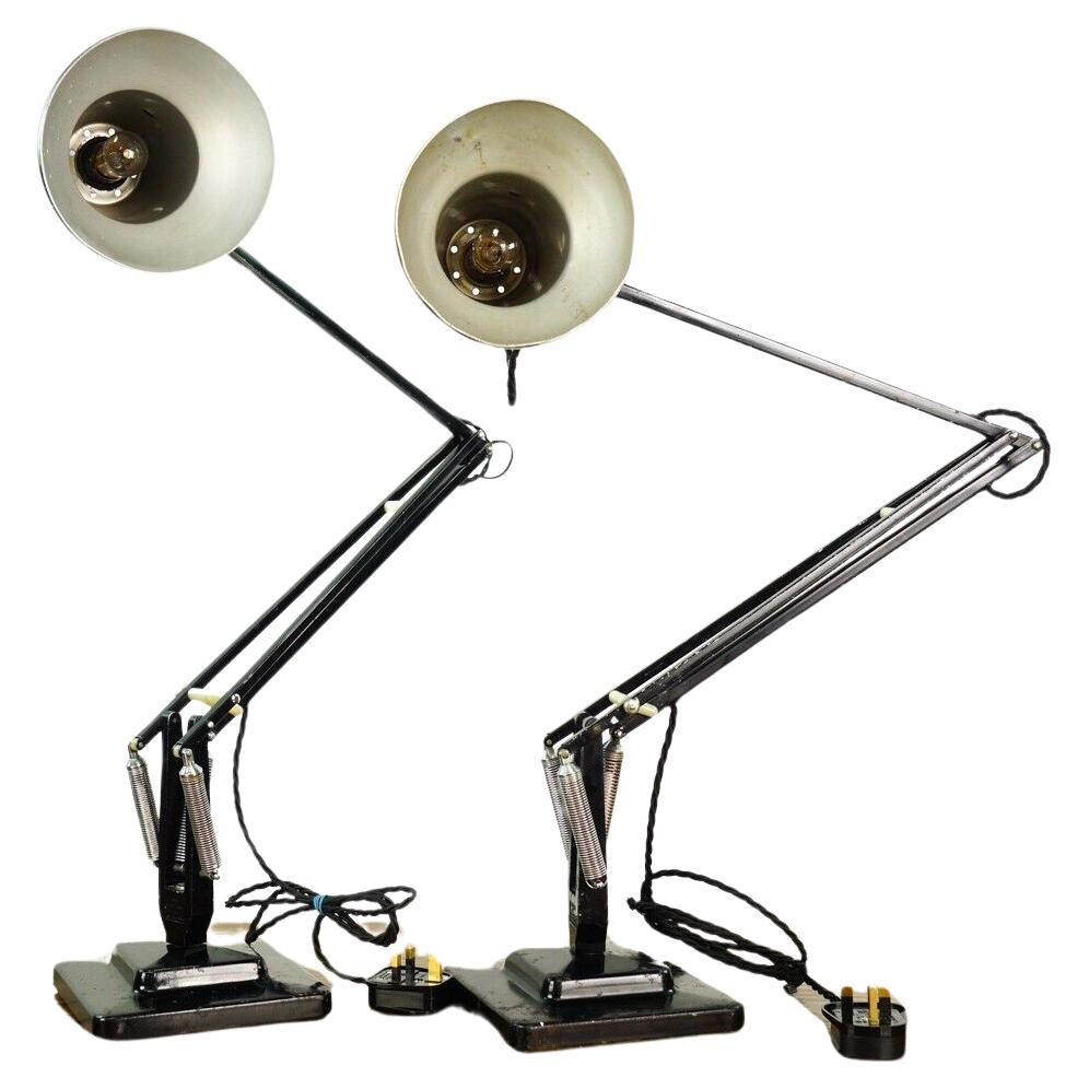 Pair of Mid Century Herbert Terry 1227 Anglepoise Lamps in Black + Rewired For Sale