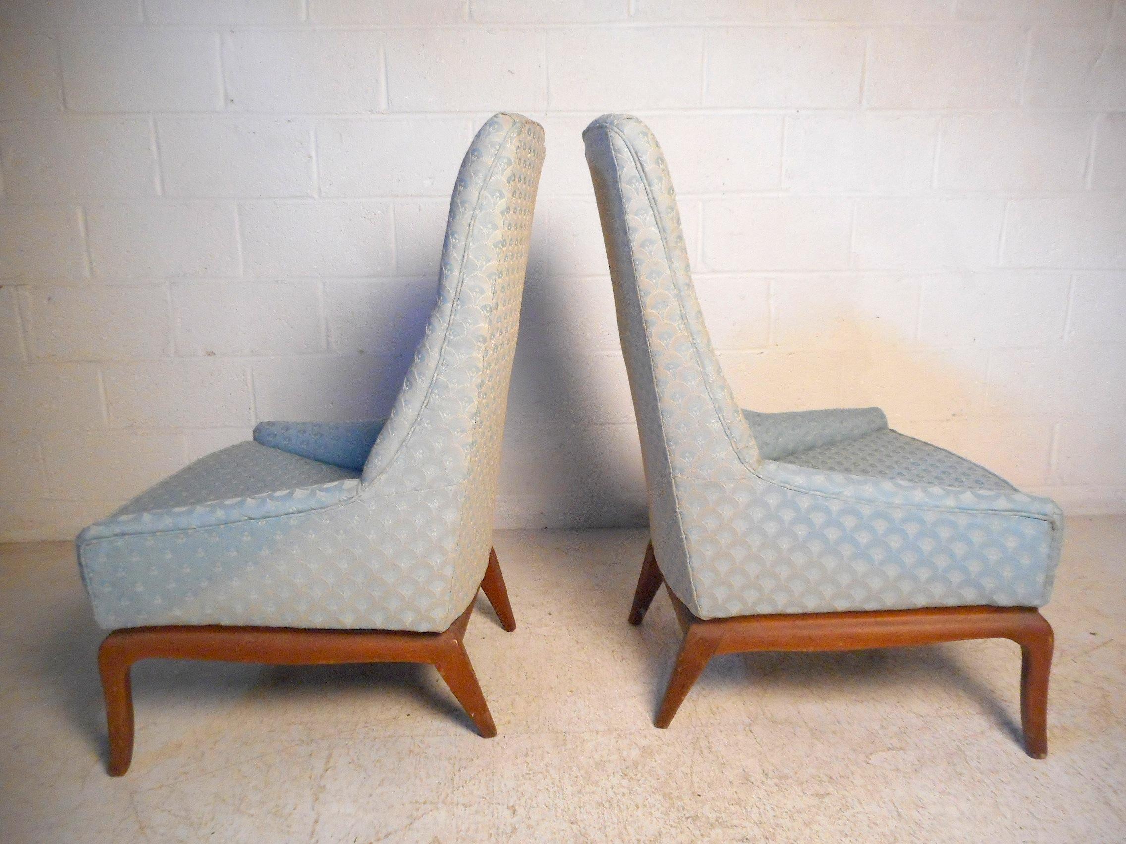 Pair of Midcentury High-Back Chairs after Pearsall In Good Condition For Sale In Brooklyn, NY