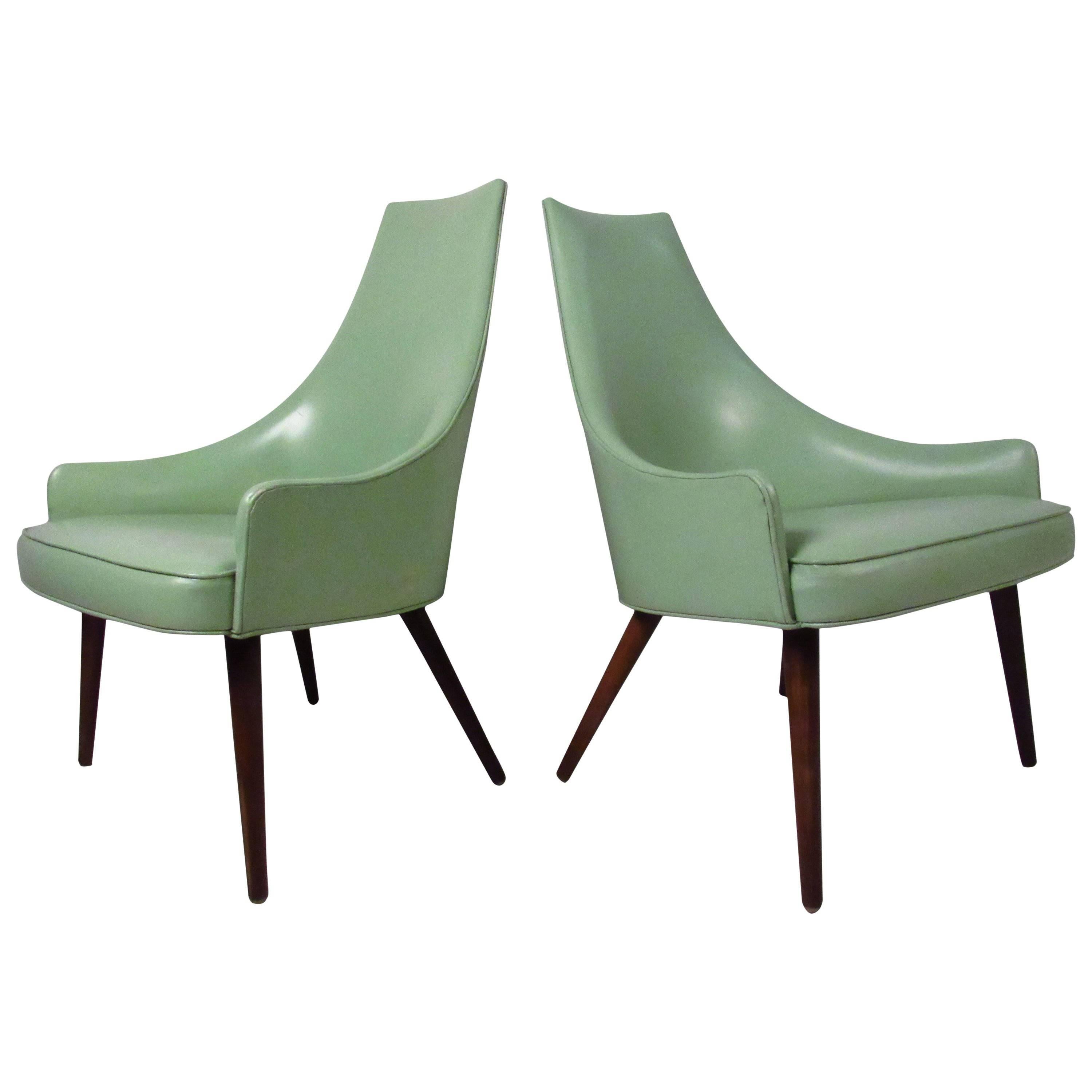 Pair of Mid-Century High Back Vinyl Chairs