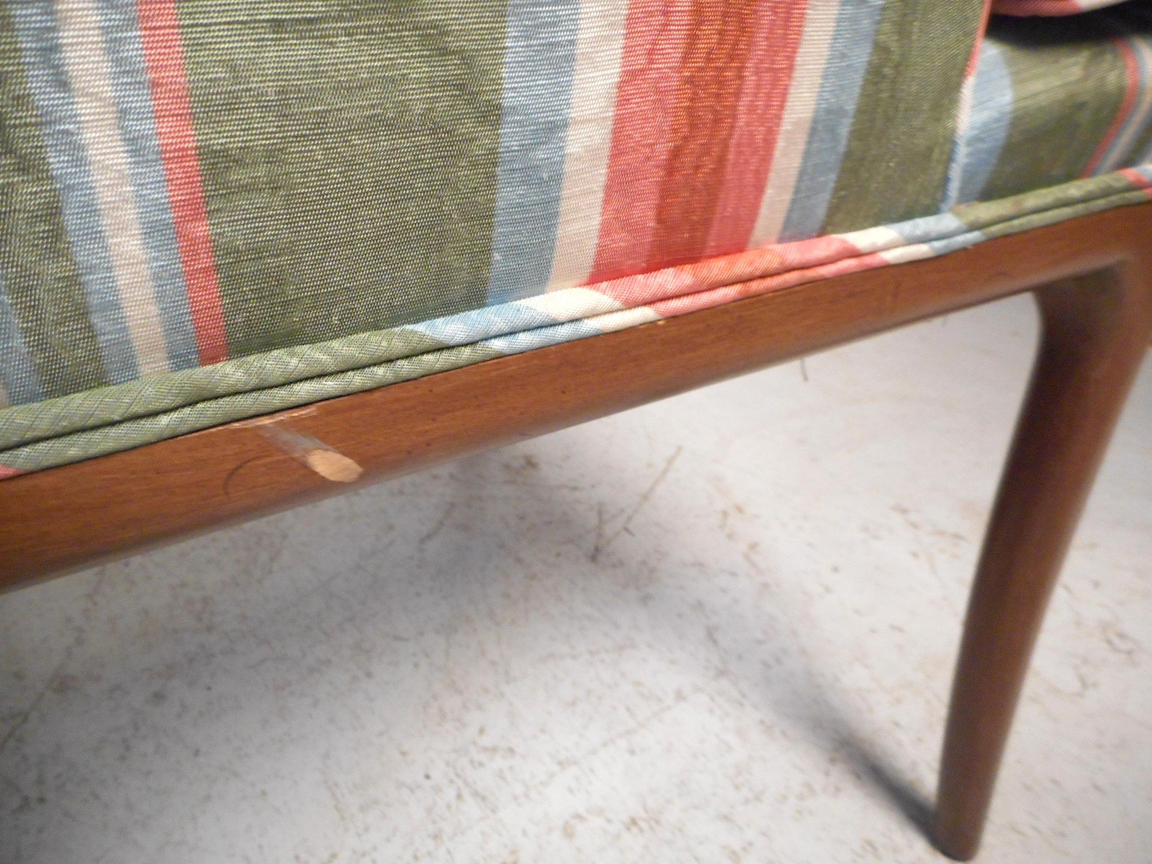 Pair of Midcentury High-Back Upholstered Chairs For Sale 4