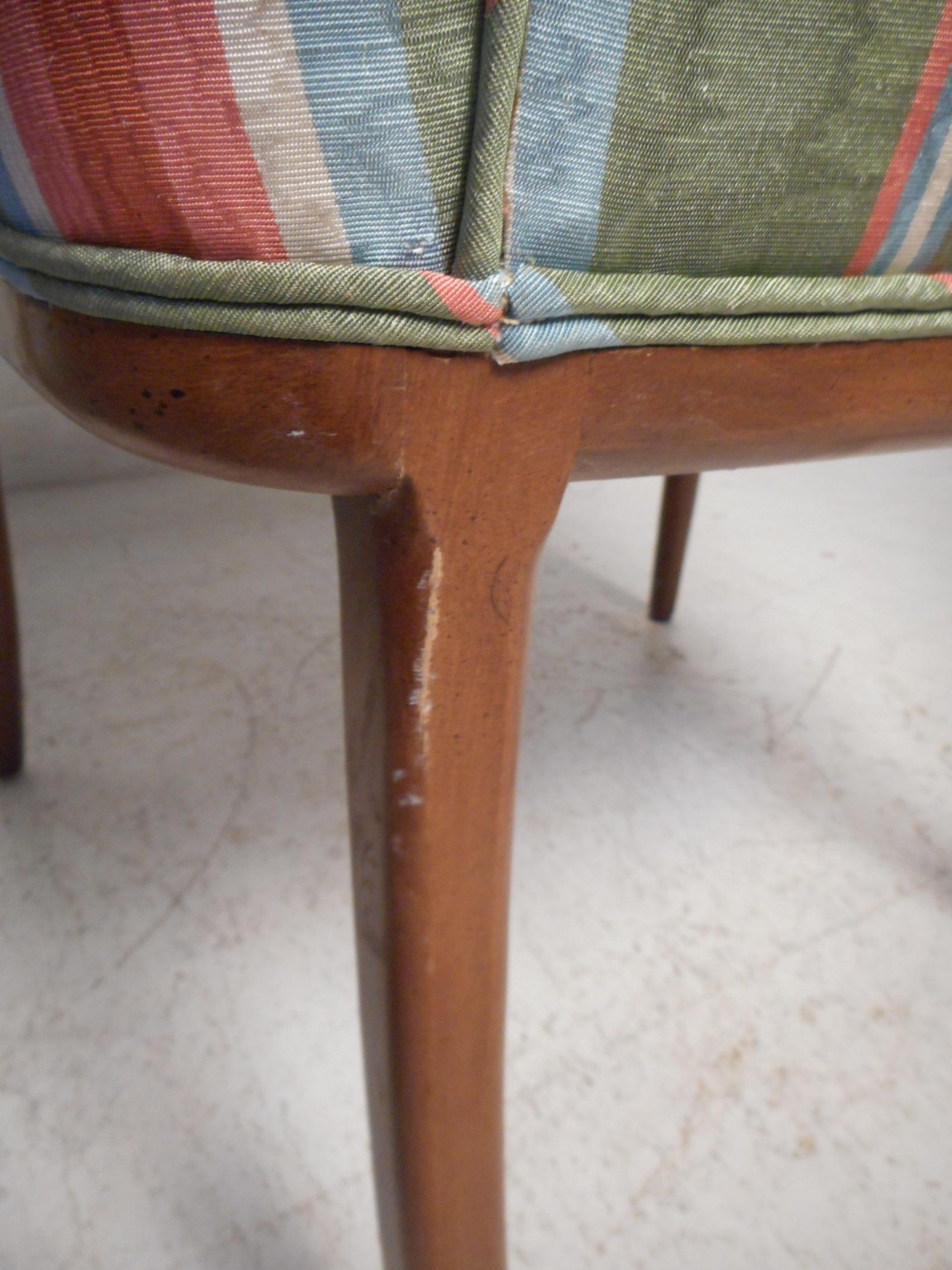 Pair of Midcentury High-Back Upholstered Chairs For Sale 6