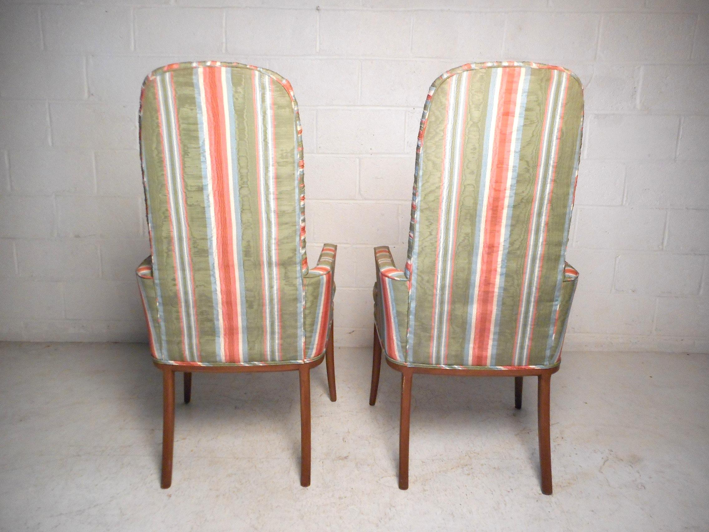 Late 20th Century Pair of Midcentury High-Back Upholstered Chairs For Sale