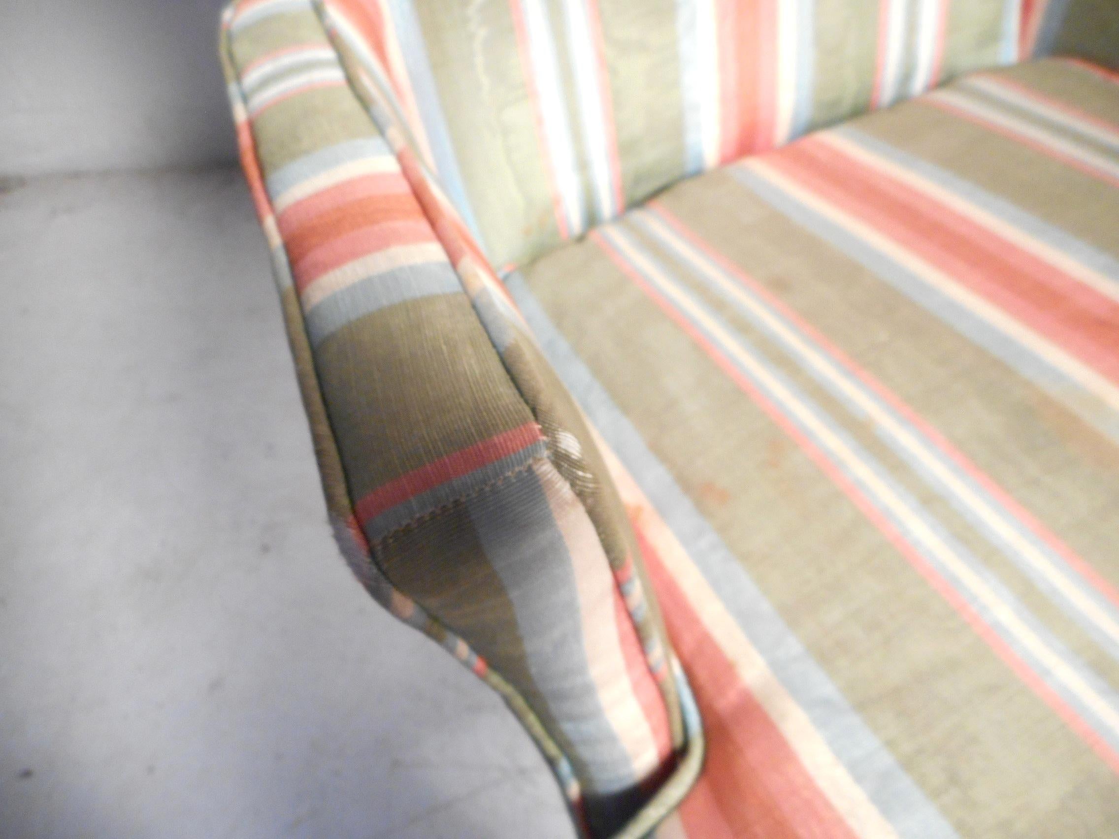 Pair of Midcentury High-Back Upholstered Chairs For Sale 1