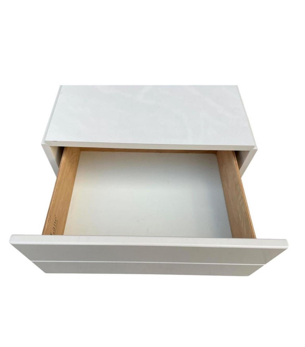 Mid-Century Modern Pair of Mid Century High Gloss taupe Lacquer Lane Nightstands 2 Drawer