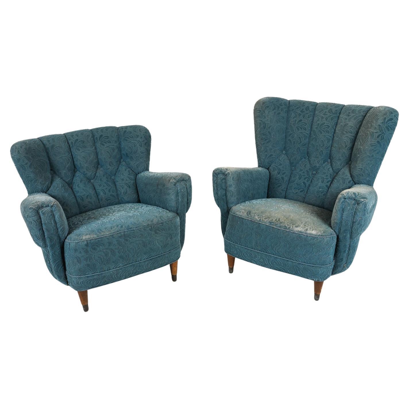 Pair of Mid-Century "His & Hers" Easy Chairs in the Style of Flemming Lassen For Sale