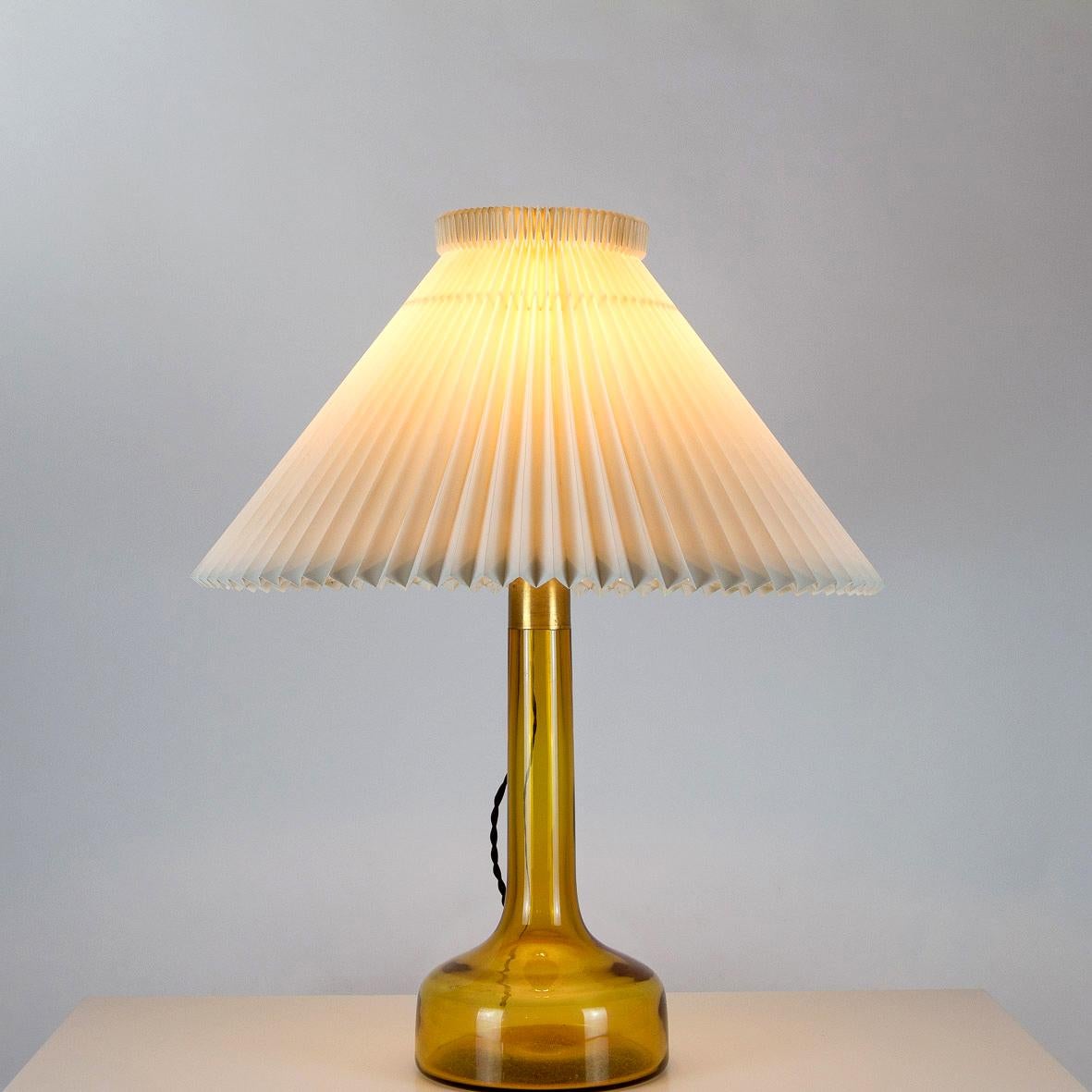 Mid-Century Modern A Near Pair of Midcentury Holmegaard Glass Table Lamps, Le Klint, Denmark, 1960s