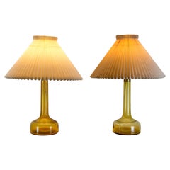 A Near Pair of Midcentury Holmegaard Glass Table Lamps, Le Klint, Denmark, 1960s