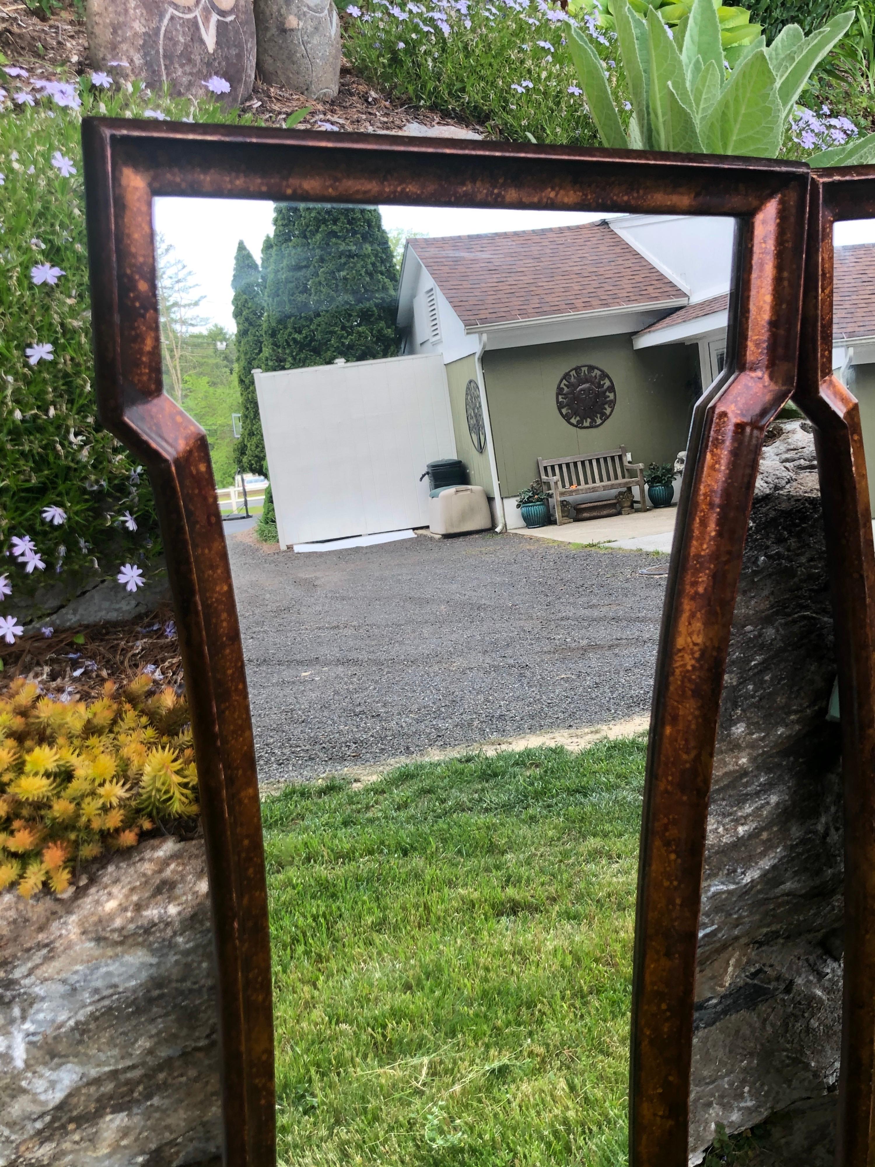 Pair of Mid Century Hourglass Mirrors attributed to Weiman For Sale 4