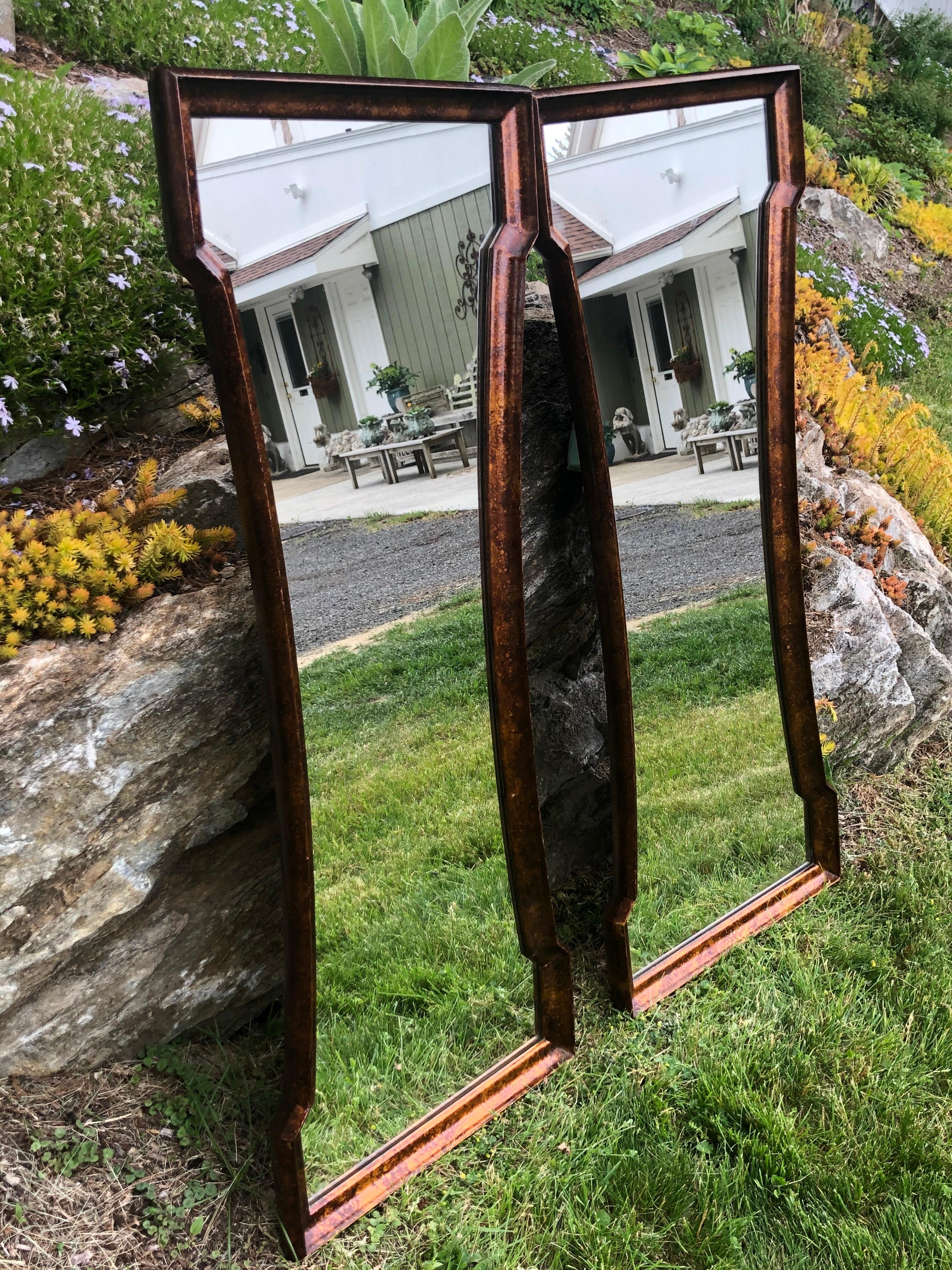 Pair of Mid Century Hourglass Mirrors attributed to Weiman For Sale 10