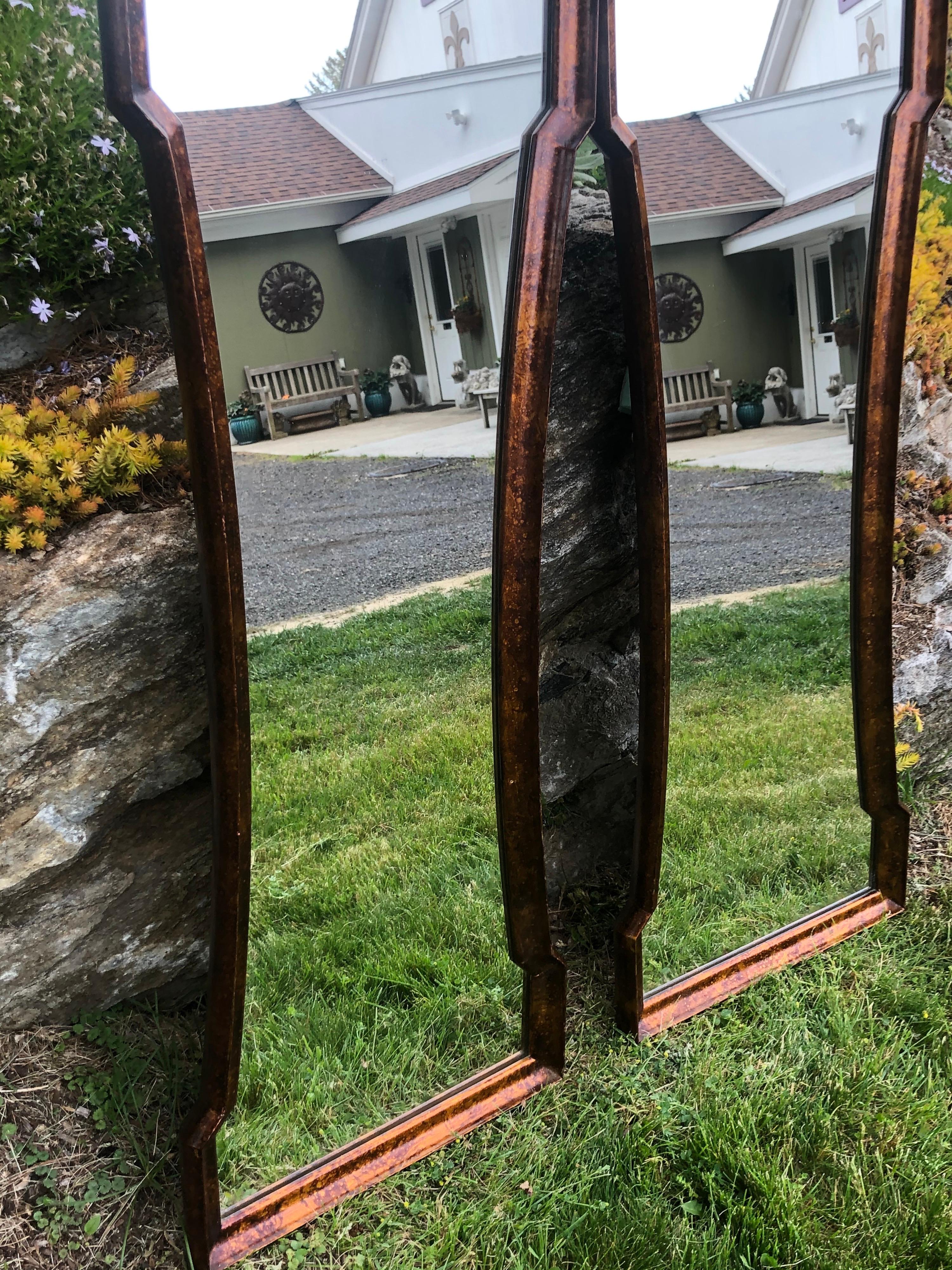 Pair of Mid Century Hourglass Mirrors attributed to Weiman For Sale 11