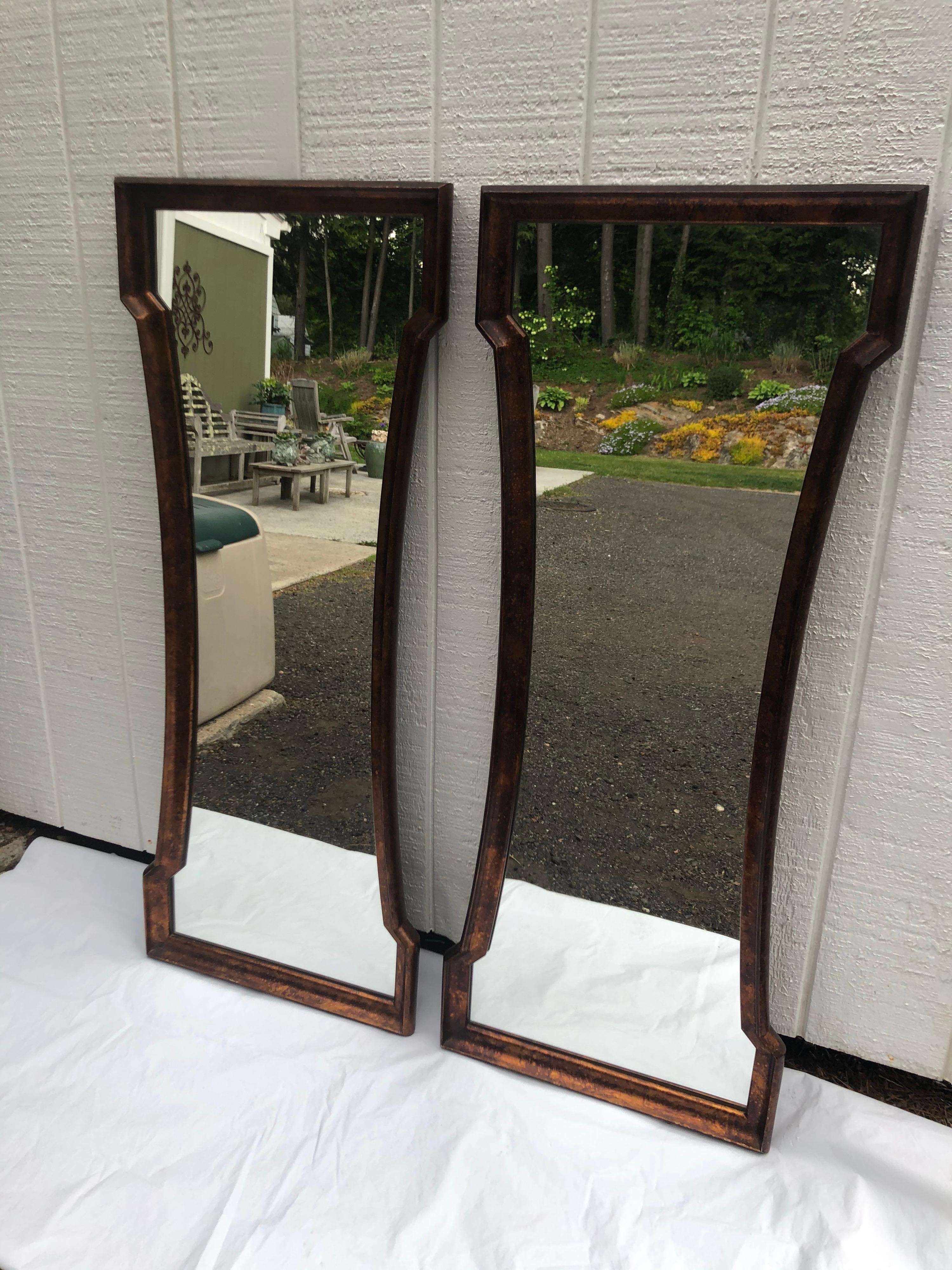 Hollywood Regency Pair of Mid Century Hourglass Mirrors attributed to Weiman For Sale