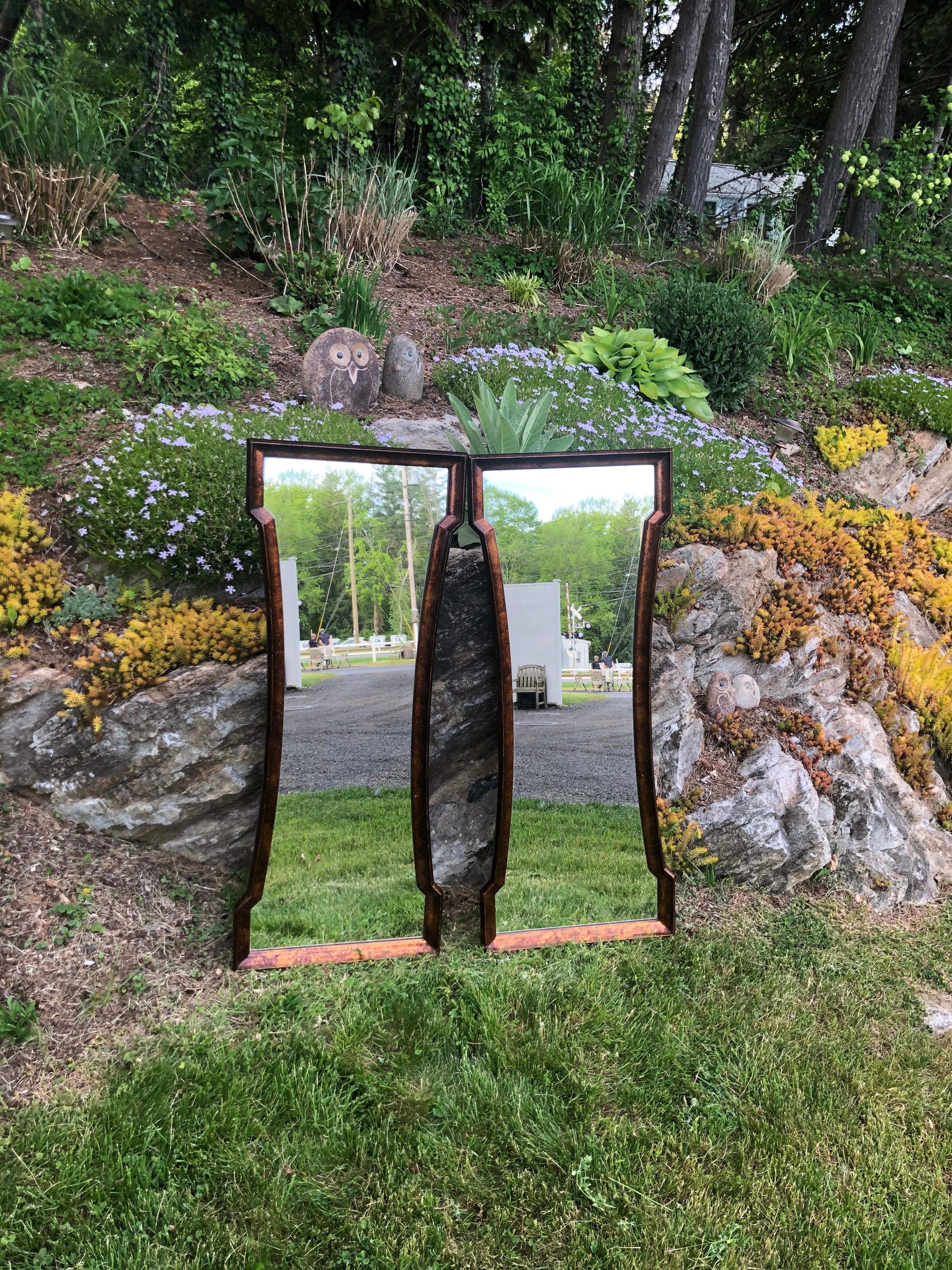 Late 20th Century Pair of Mid Century Hourglass Mirrors attributed to Weiman For Sale