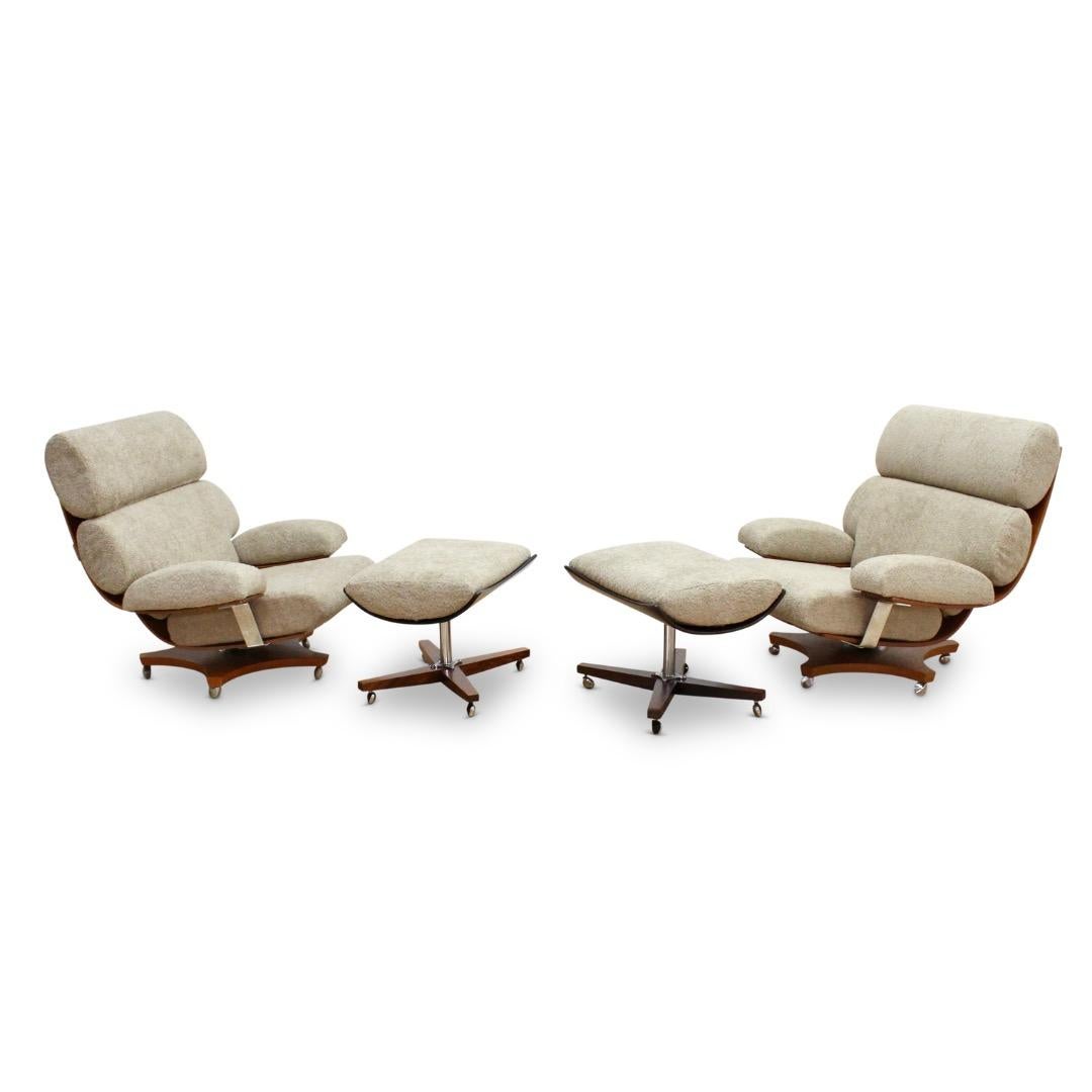 Bouclé Paire de chaises longues Housemaster du milieu du siècle par G-Plan en vente