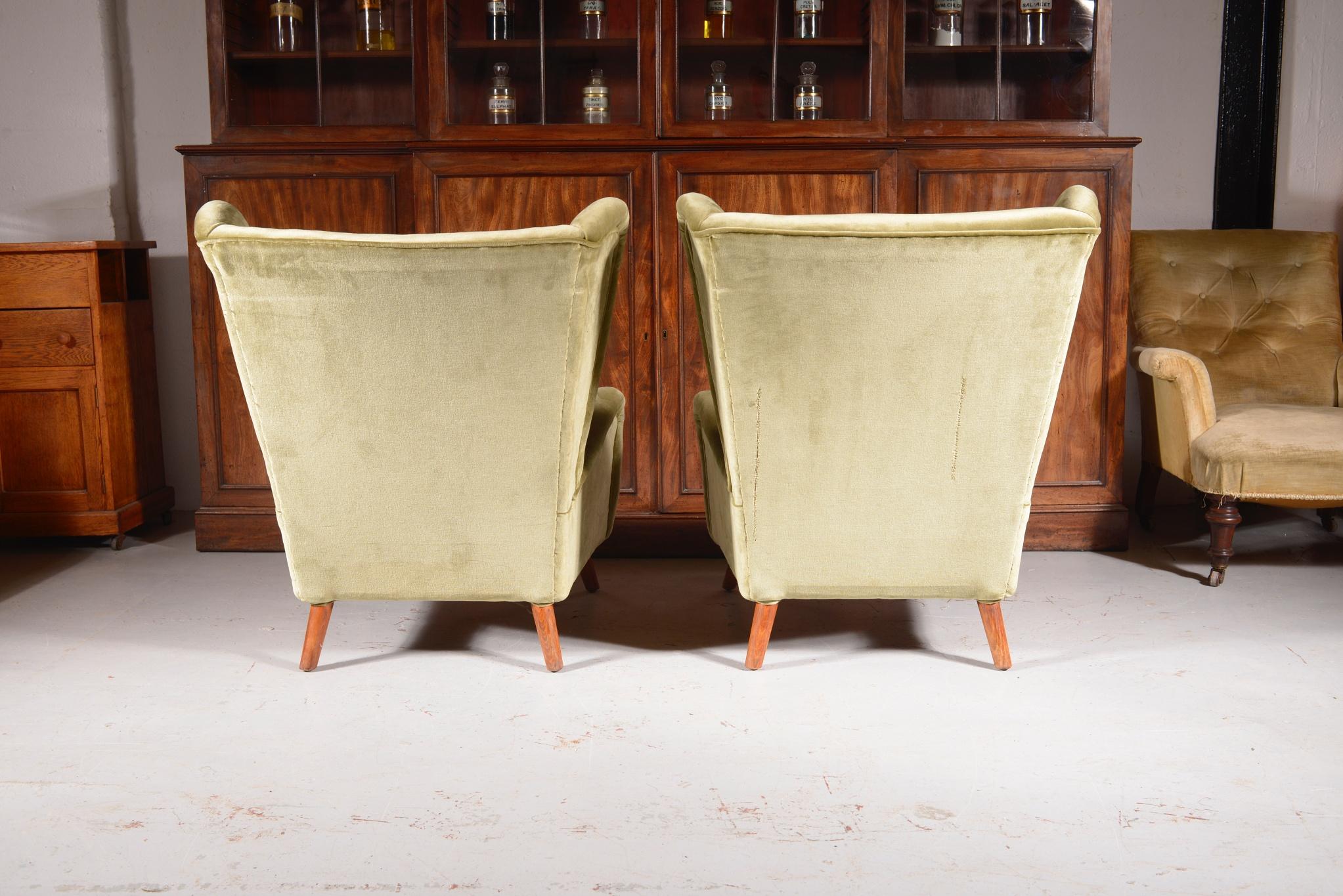 Mid-Century Modern Pair of Mid Century Howard Keith 'Fanfare' Wingback Armchairs