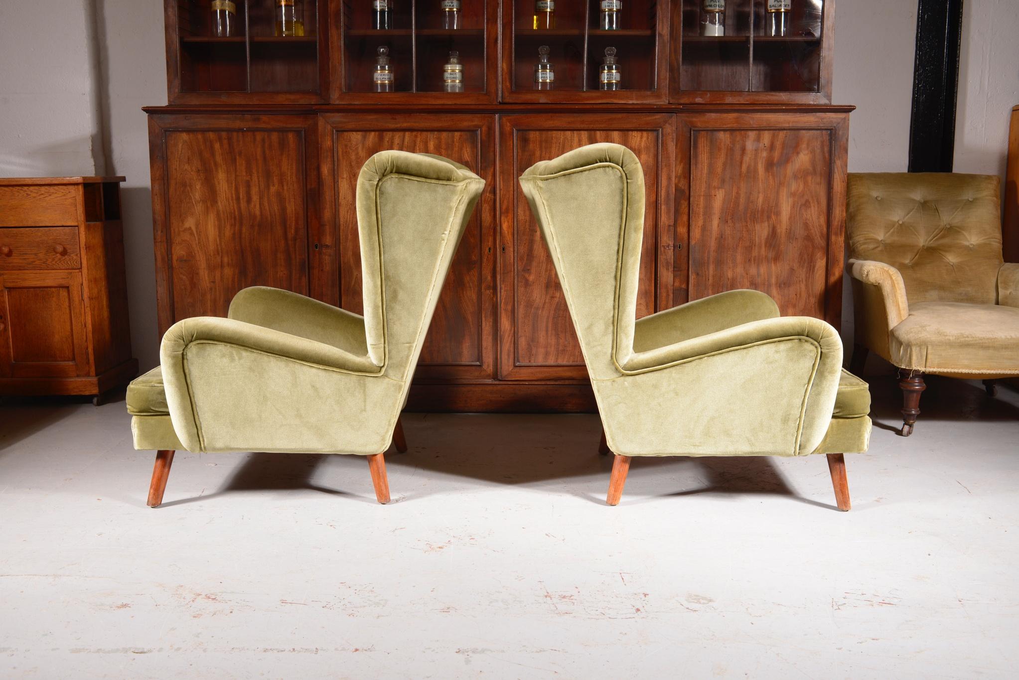 British Pair of Mid Century Howard Keith 'Fanfare' Wingback Armchairs