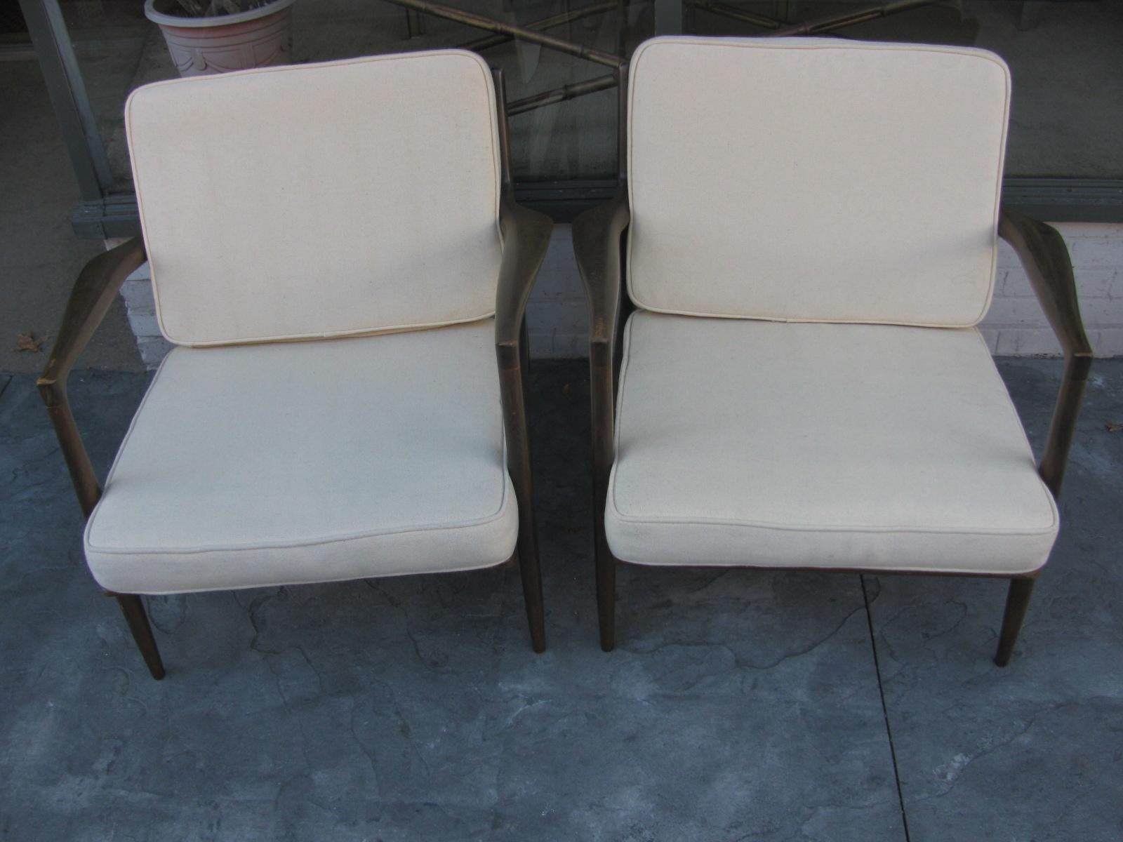 Pair of Mid Century Modern Ib Kofod Larsen Danish Lounge Chairs for Selig 9