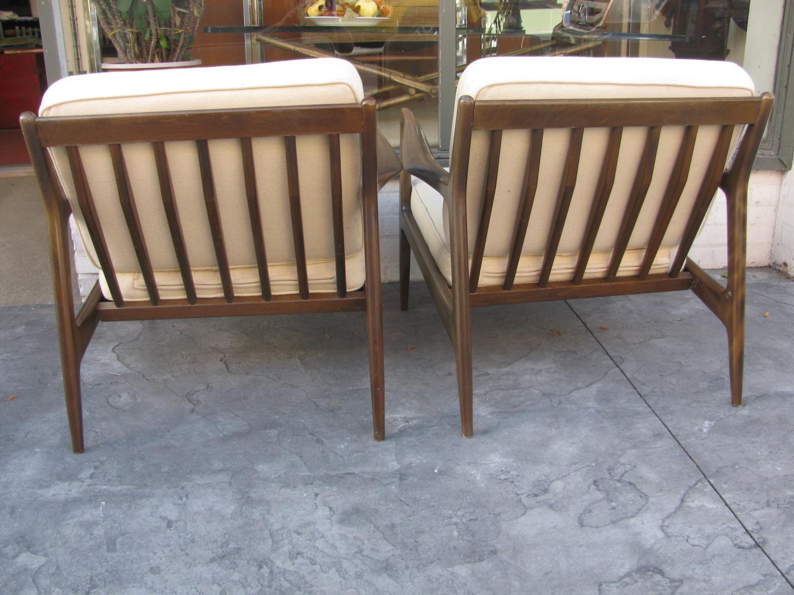 Pair of Mid Century Modern Ib Kofod Larsen Danish Lounge Chairs for Selig 2
