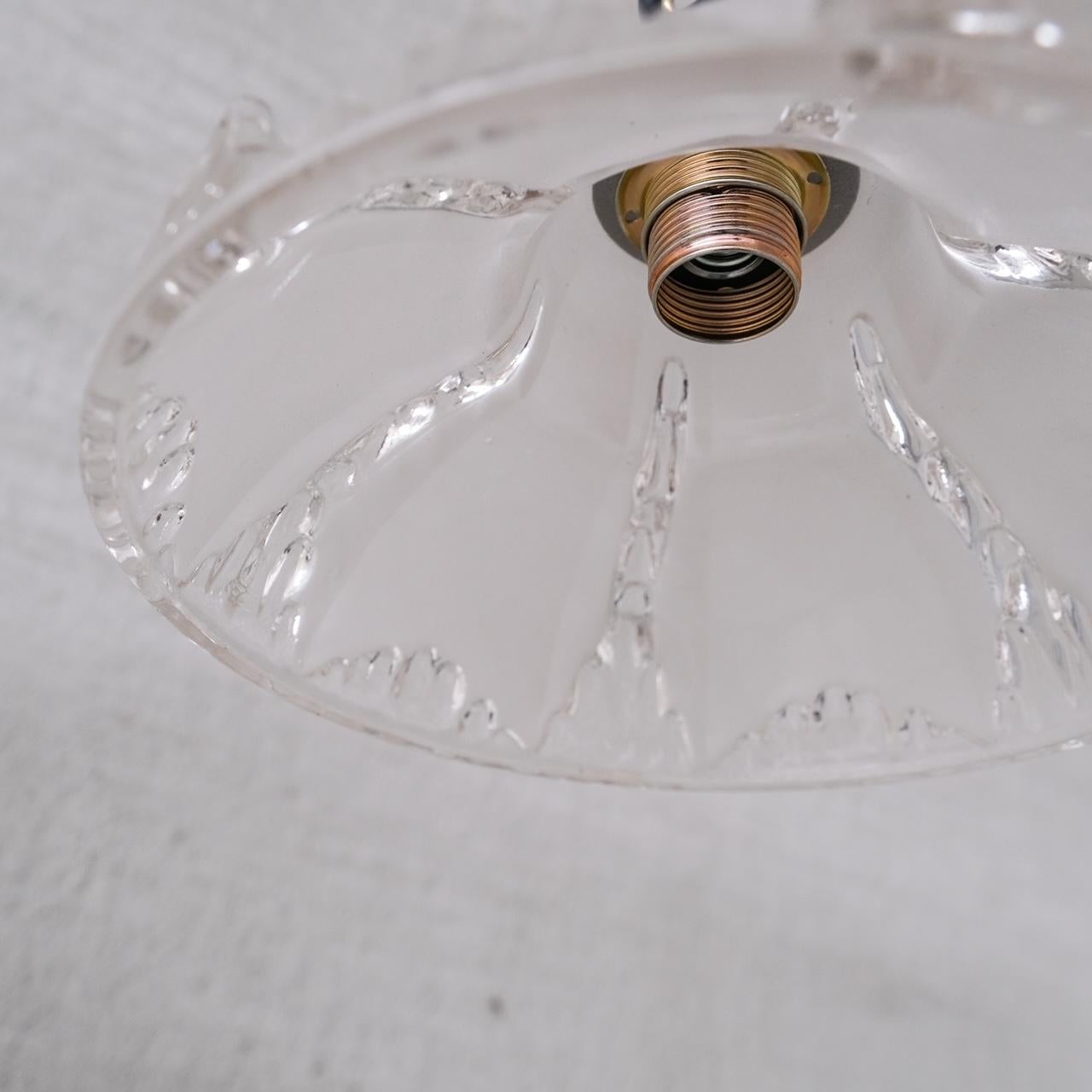 Pair of Mid-Century 'Ice' Glass Pendant Lights For Sale 2