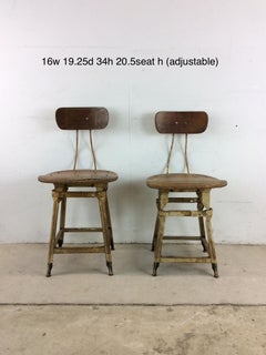 Pair of Mid Century Industrial Counter Height Stools