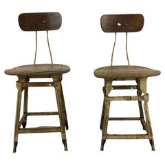 Pair of Mid Century Industrial Counter Height Stools