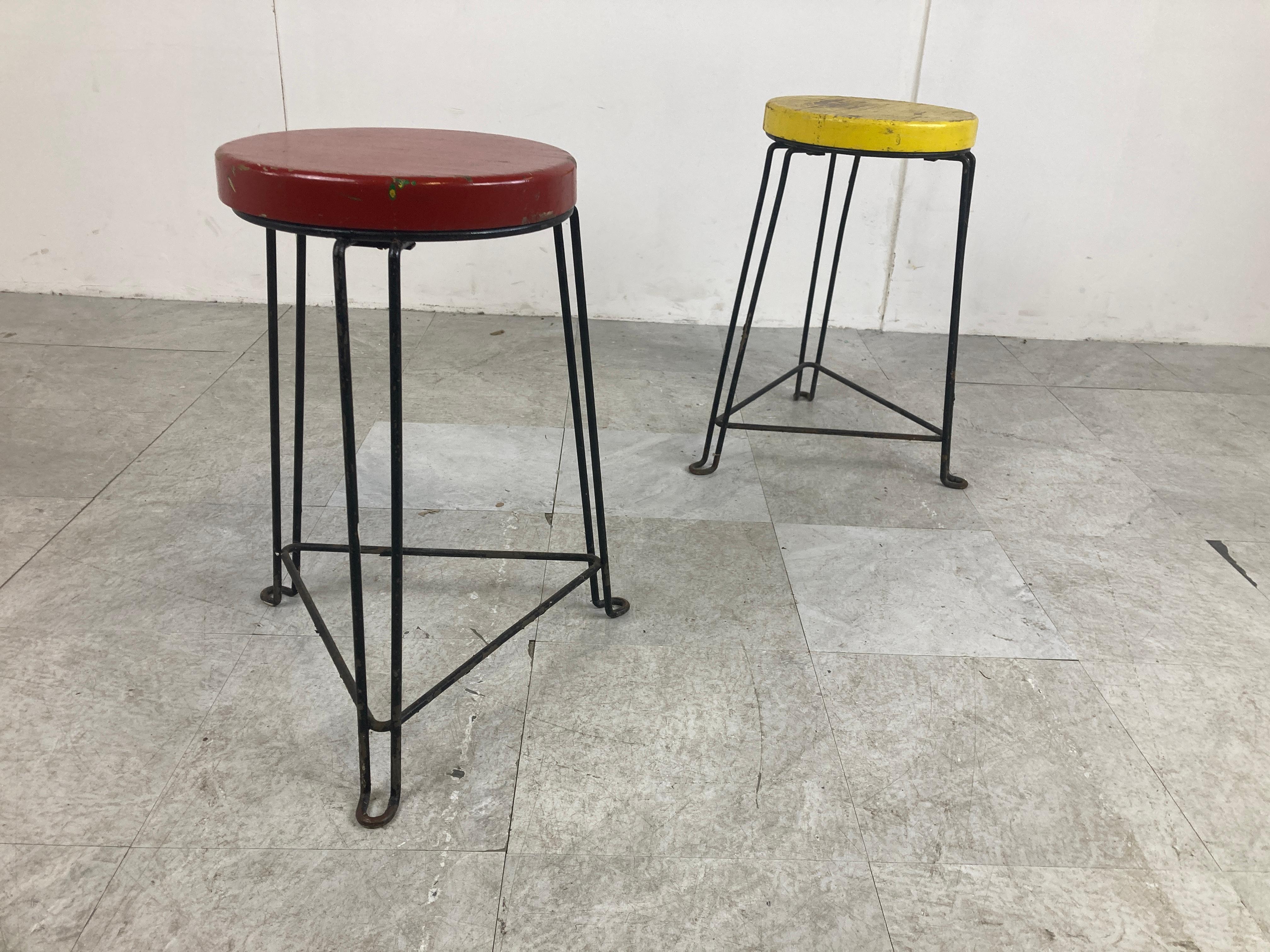 Pair of Midcentury Industrial Stools, 1950s For Sale 4
