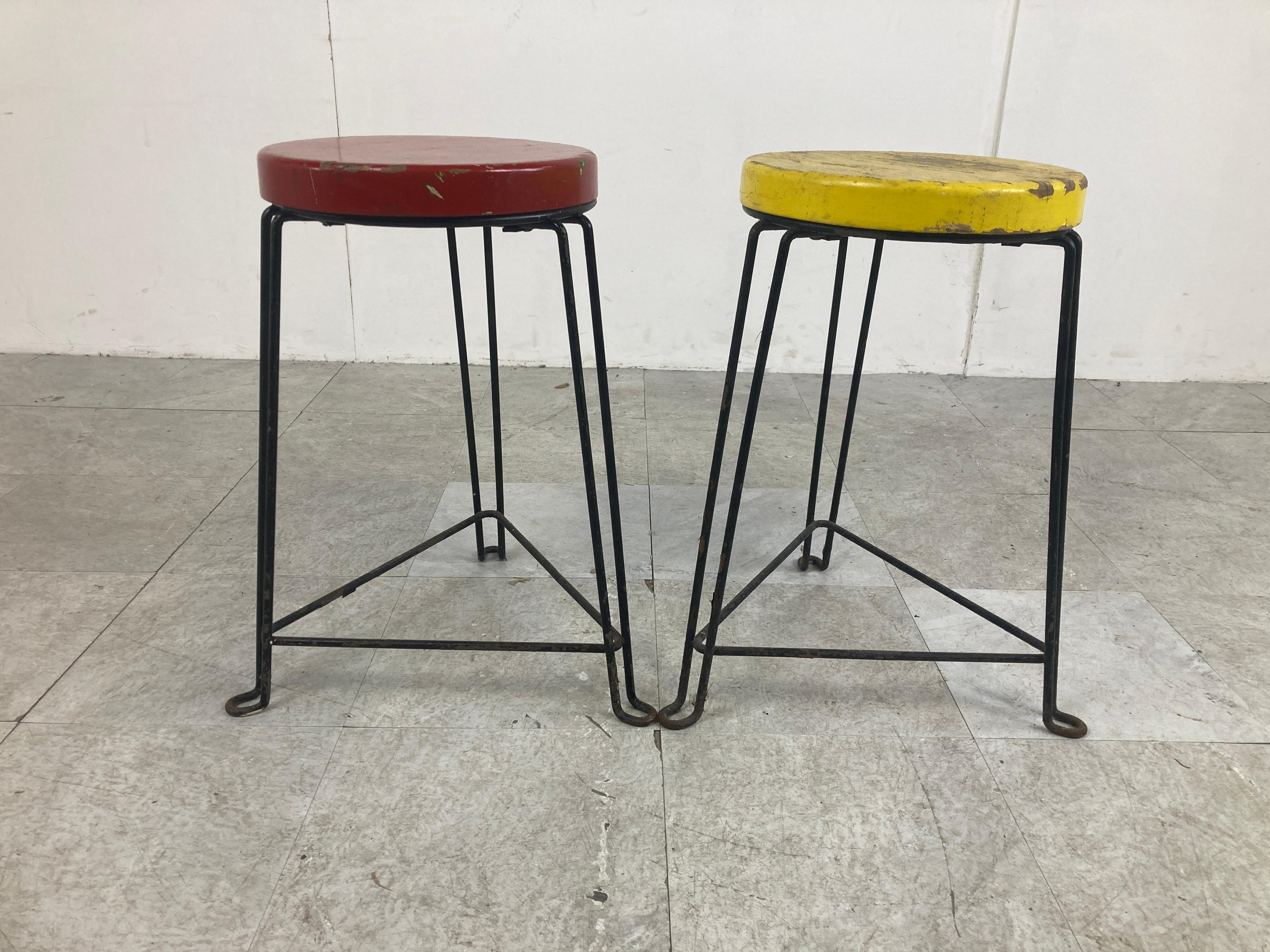 Pair of Midcentury Industrial Stools, 1950s In Good Condition For Sale In HEVERLEE, BE