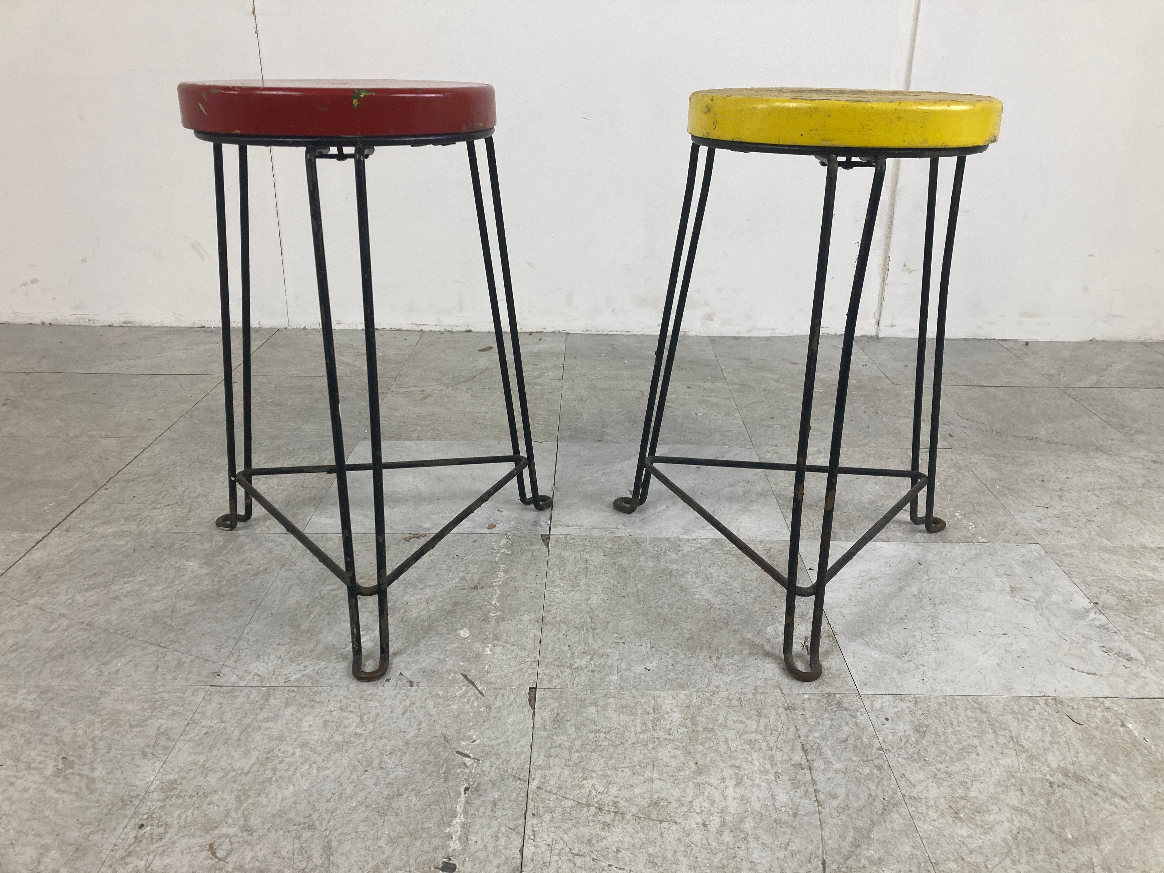 Pair of Midcentury Industrial Stools, 1950s For Sale 1