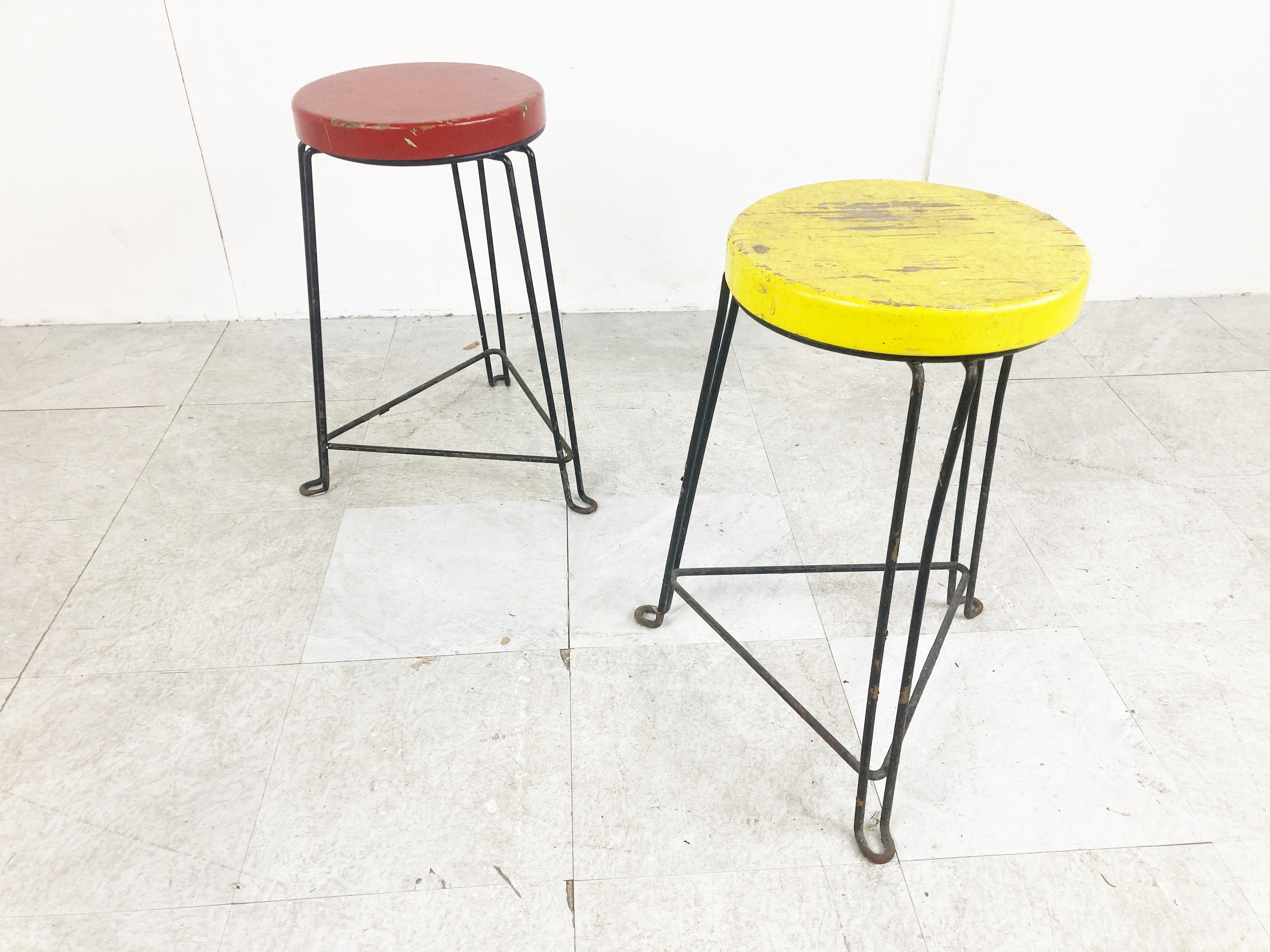 Pair of Midcentury Industrial Stools, 1950s For Sale 2