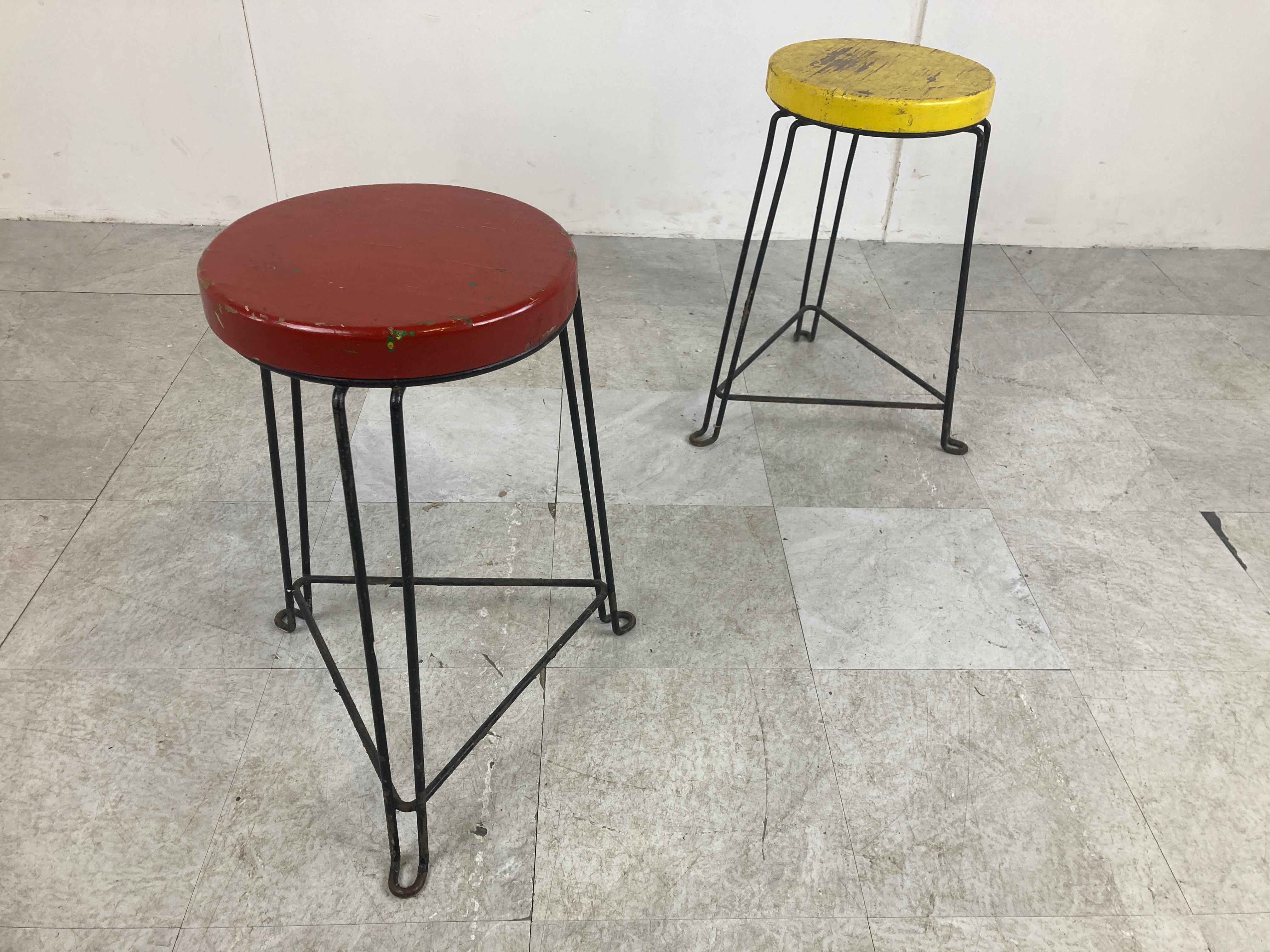 Pair of Midcentury Industrial Stools, 1950s For Sale 3