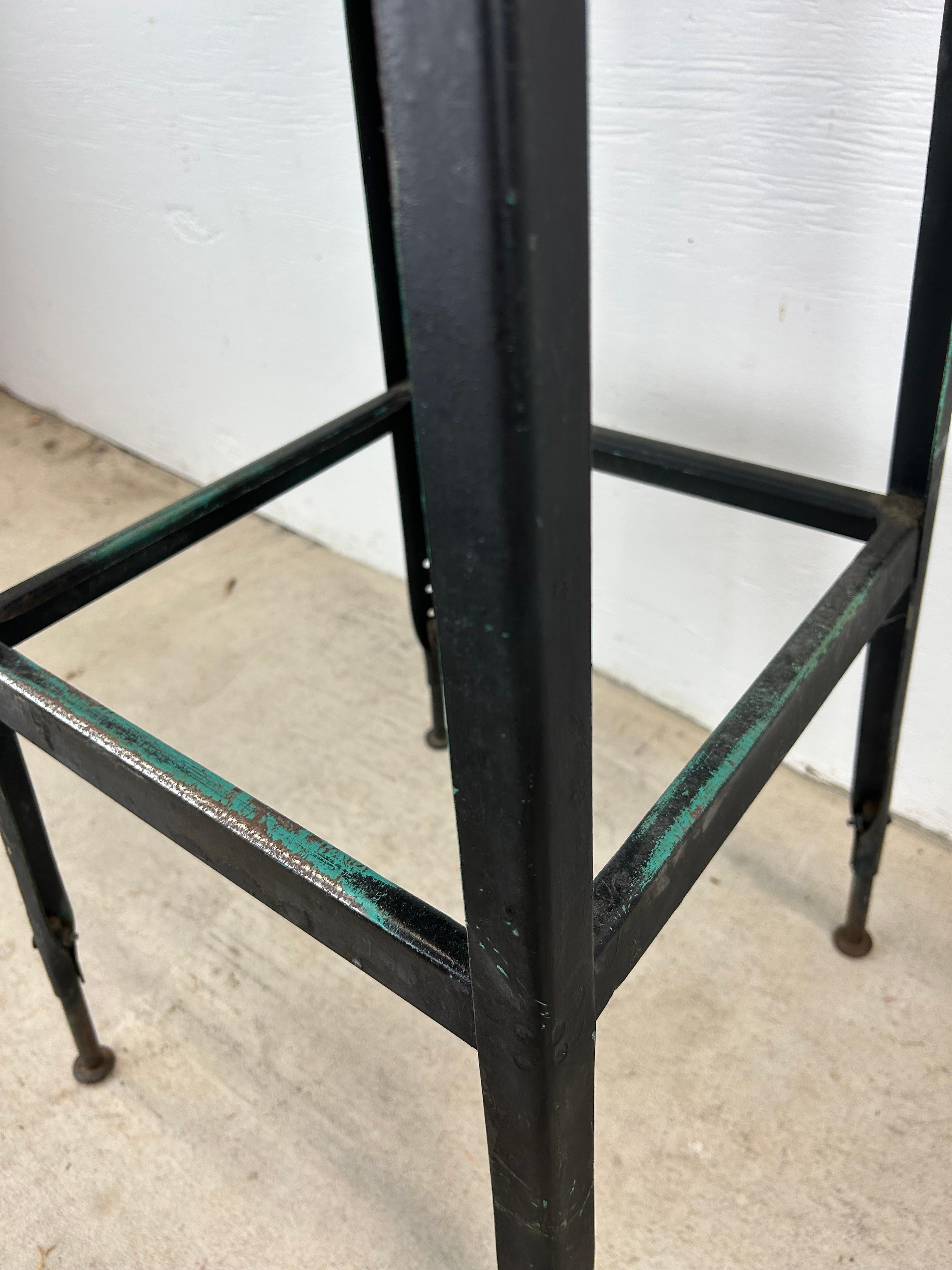 20th Century Pair of Mid Century Industrial Stools with Unique Patina For Sale