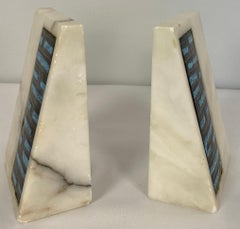 Pair of Mid-Century Italian Abstract Marble and Ceramic Bookends