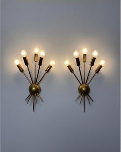 Pair of Mid-Century Italian Appliques Stilnovo Attr., 1950s