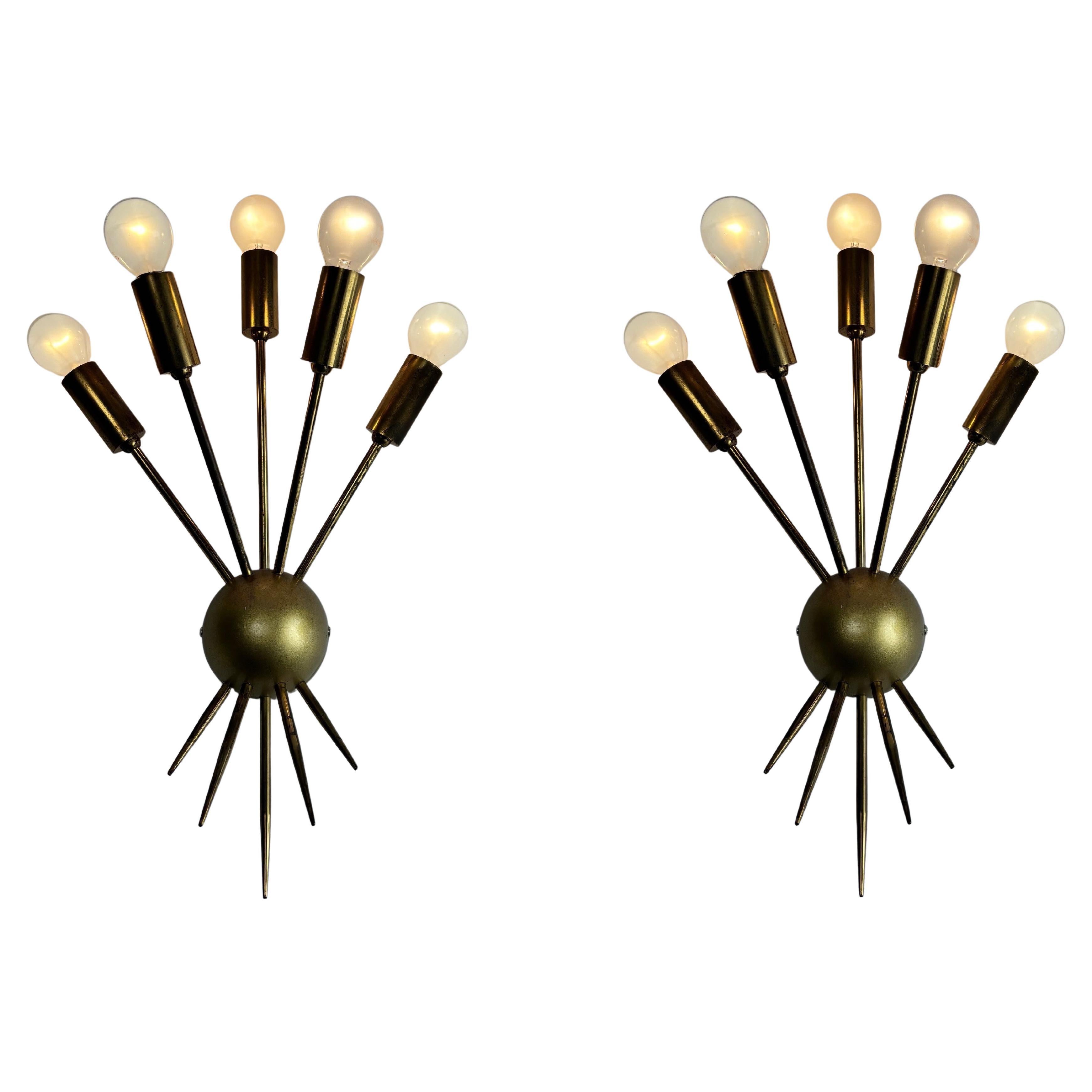 Paar italienische Appliken Stilnovo Attr. aus der Jahrhundertmitte, 1950er Jahre