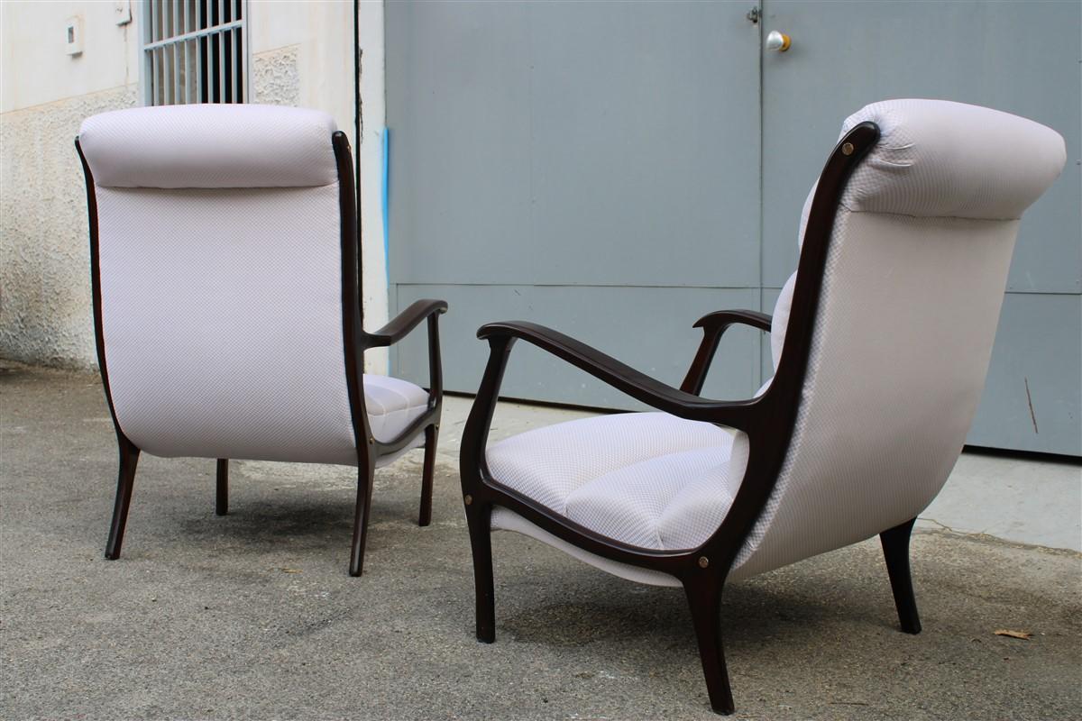Pair of Midcentury Italian Armchairs Curved Arredamenti Corallo Made in Italy For Sale 4