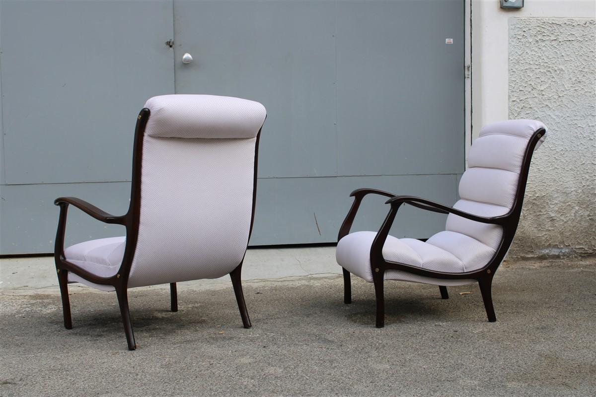Pair of Midcentury Italian Armchairs Curved Arredamenti Corallo Made in Italy For Sale 2