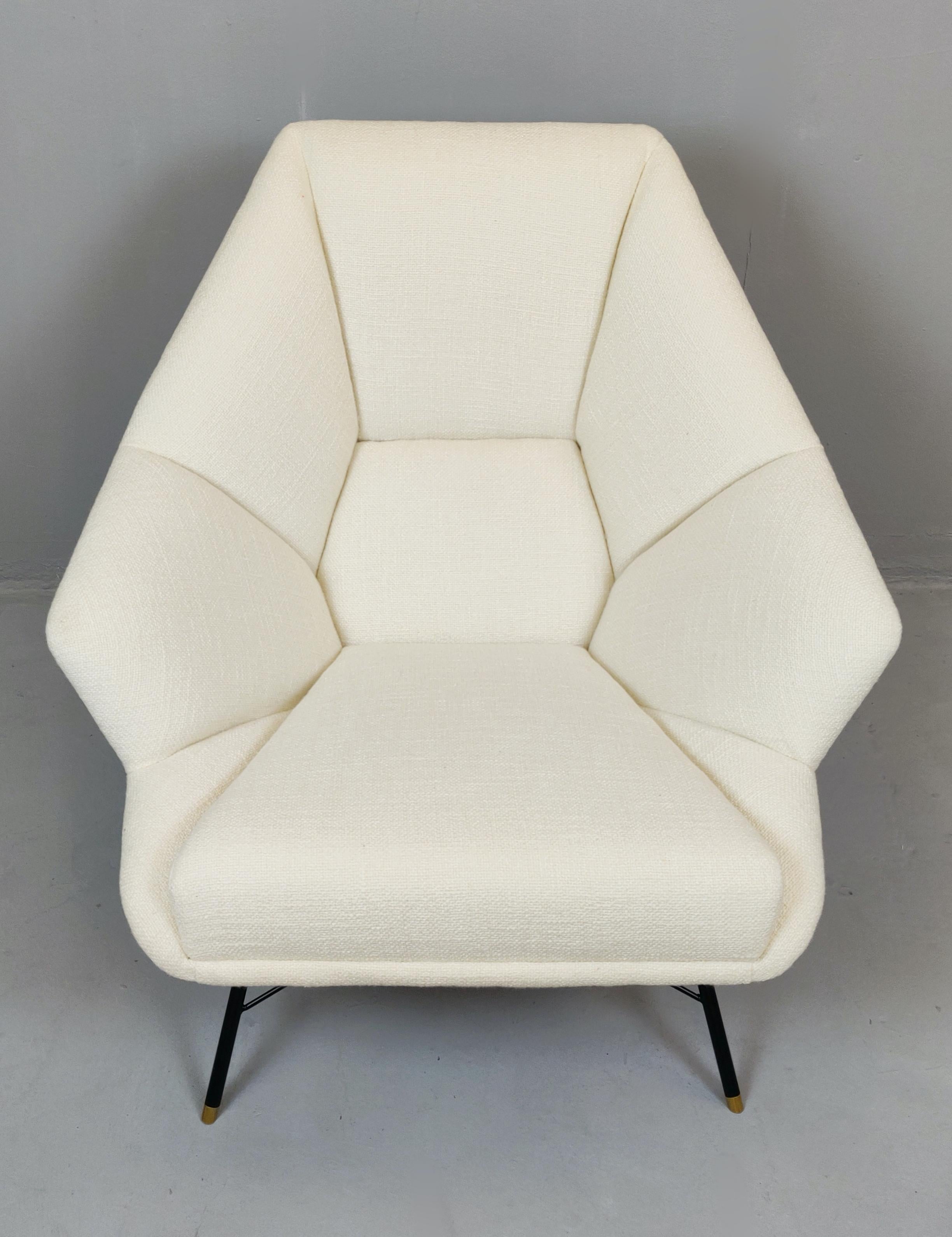 Upholstery Pair of Midcentury Italian Armchairs For Sale