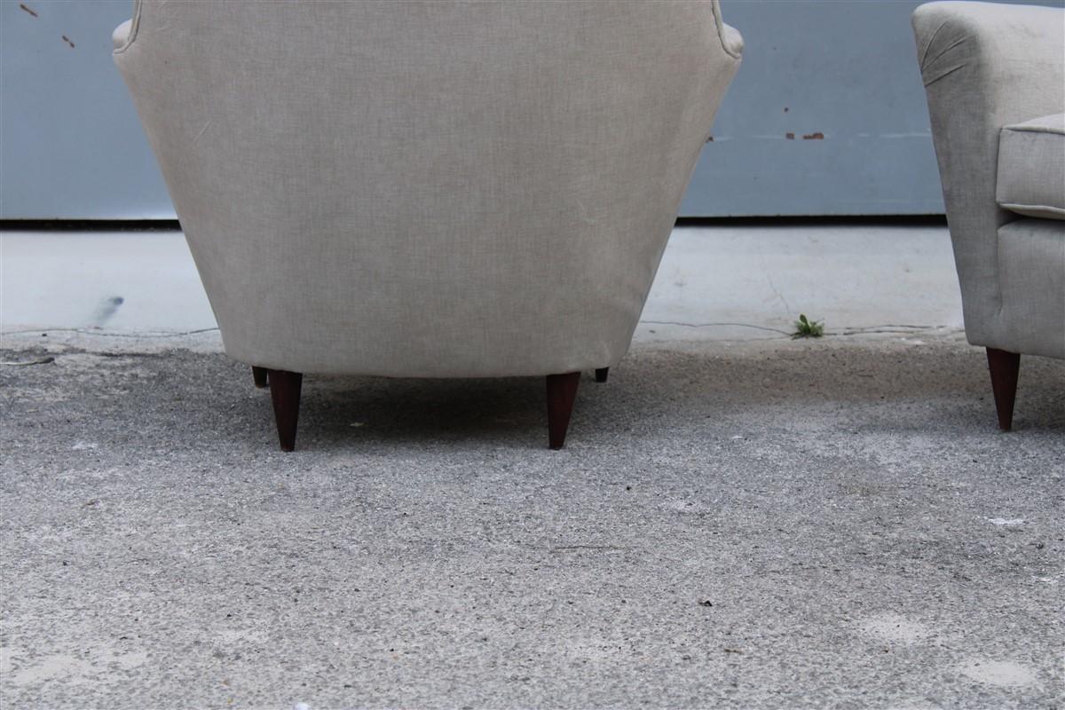 Paire de fauteuils italiens du milieu du siècle dernier en velours gris de style Ico Parisi en vente 4