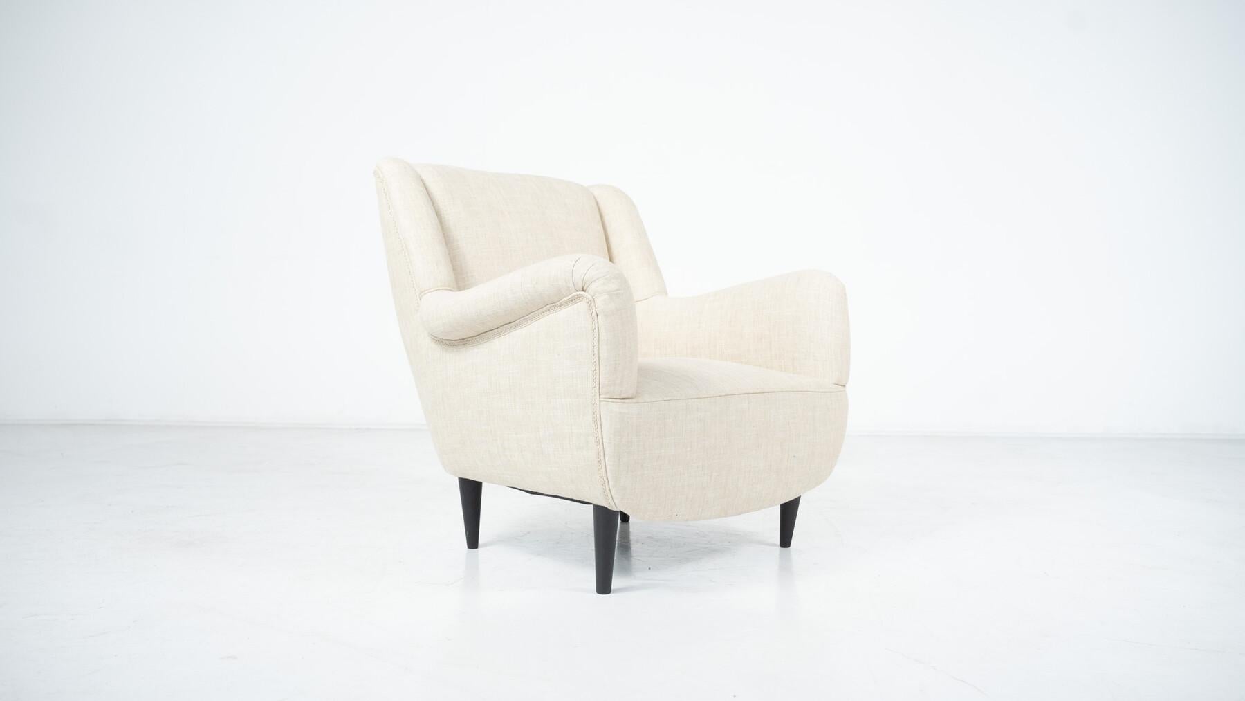 Tissu Paire de fauteuils italiens du milieu du siècle dernier, Italie, années 1960, nouvelle tapisserie en vente