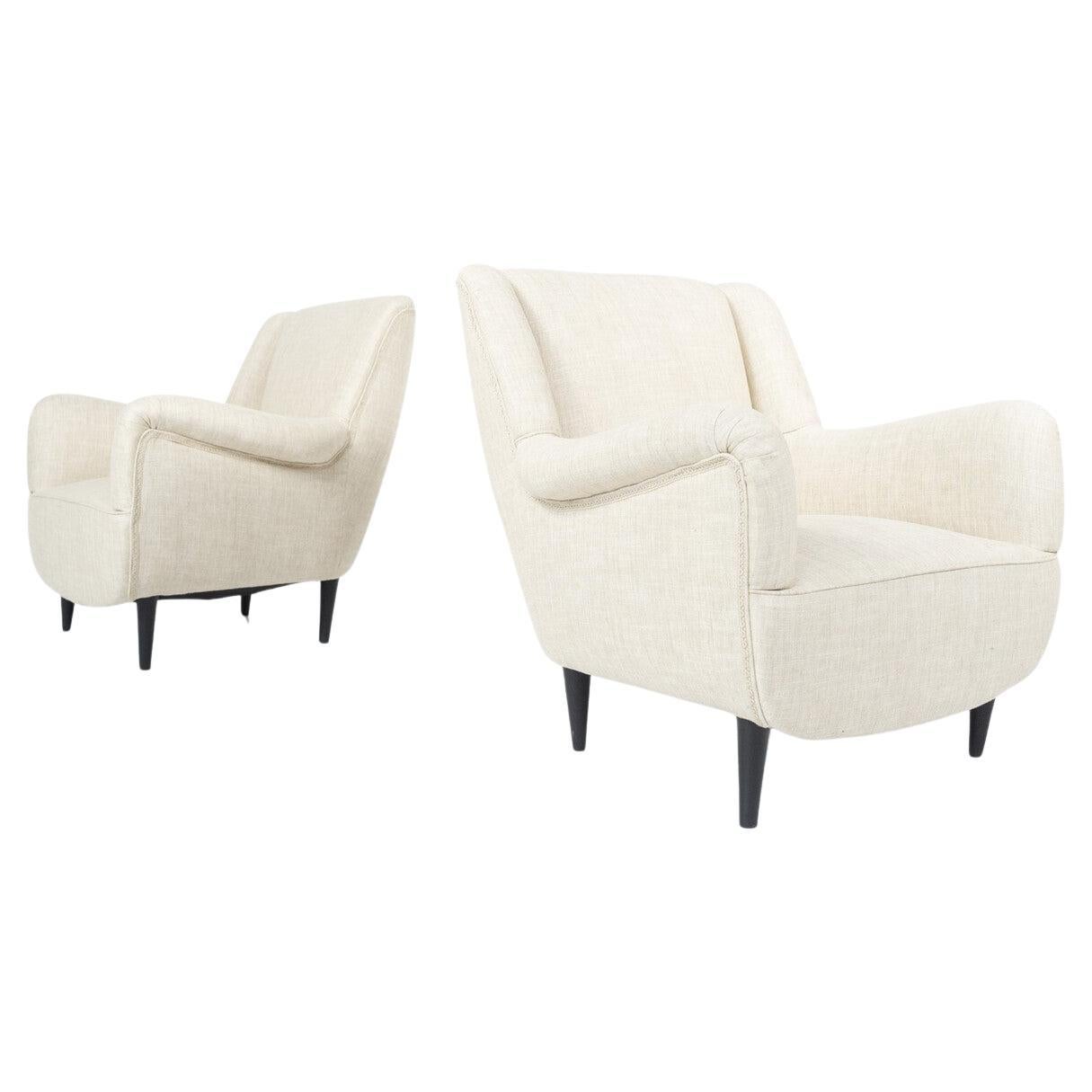 Pair of Mid-Century Italian Armchairs, Italy, 1960s - New Upholstery