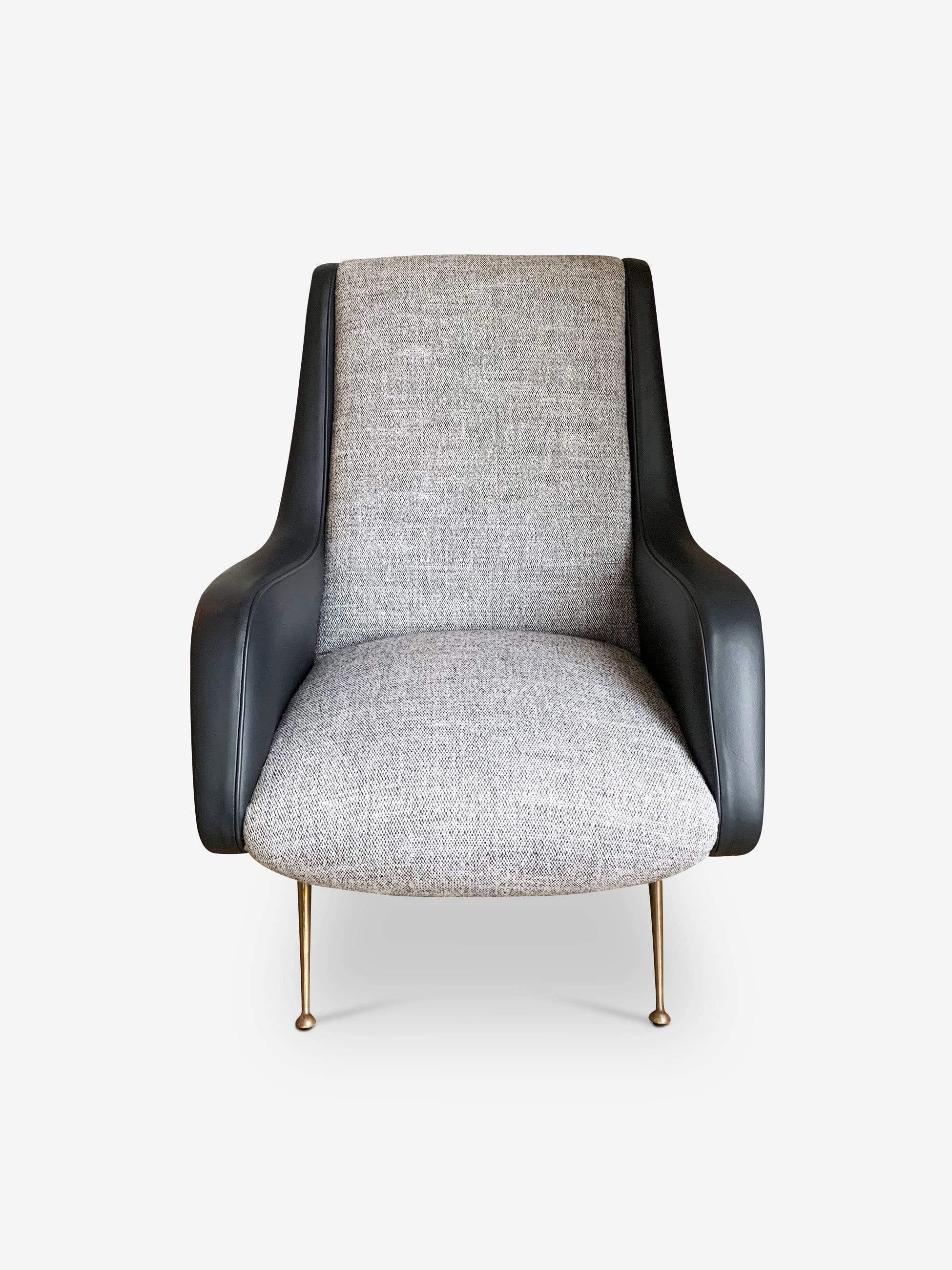 Pair of MidCentury Italian Armchairs with Leather Sides For Sale at