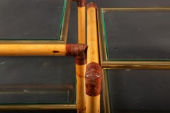 Pair of Mid Century Italian Bamboo & Brass Side/Coffee Tables with glass surface