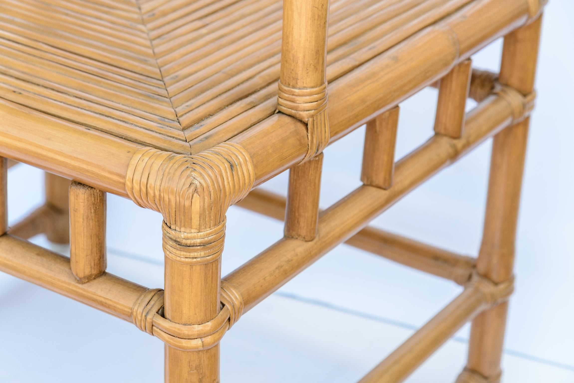 Bambù Sedie italiane in bambù e rattan, coppia anni '70 in vendita