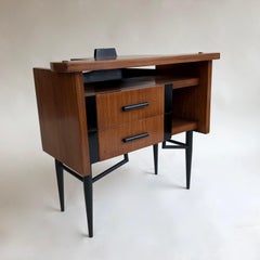 Pair of Midcentury Italian Bedside Cabinets or Tables with Black Metal Legs