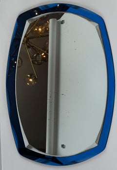 Pair of Mid Century Italian Blue Cristal Arte Wall Mirrors
