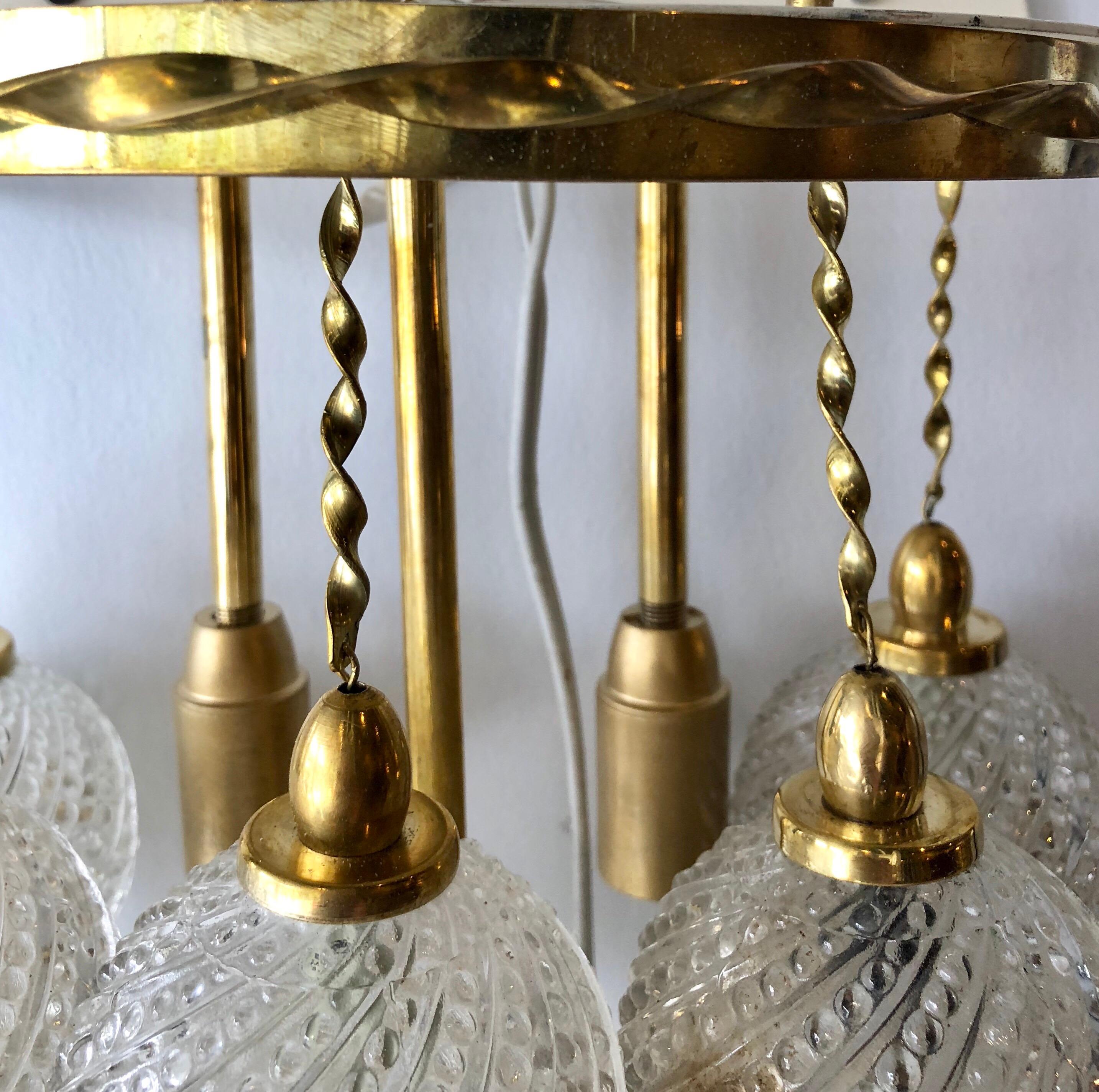Pair of Midcentury Italian Brass and Venini Glass Hotel Bed Side Sconces 7