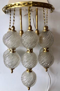 Pair of Midcentury Italian Brass and Venini Glass Hotel Bed Side Sconces