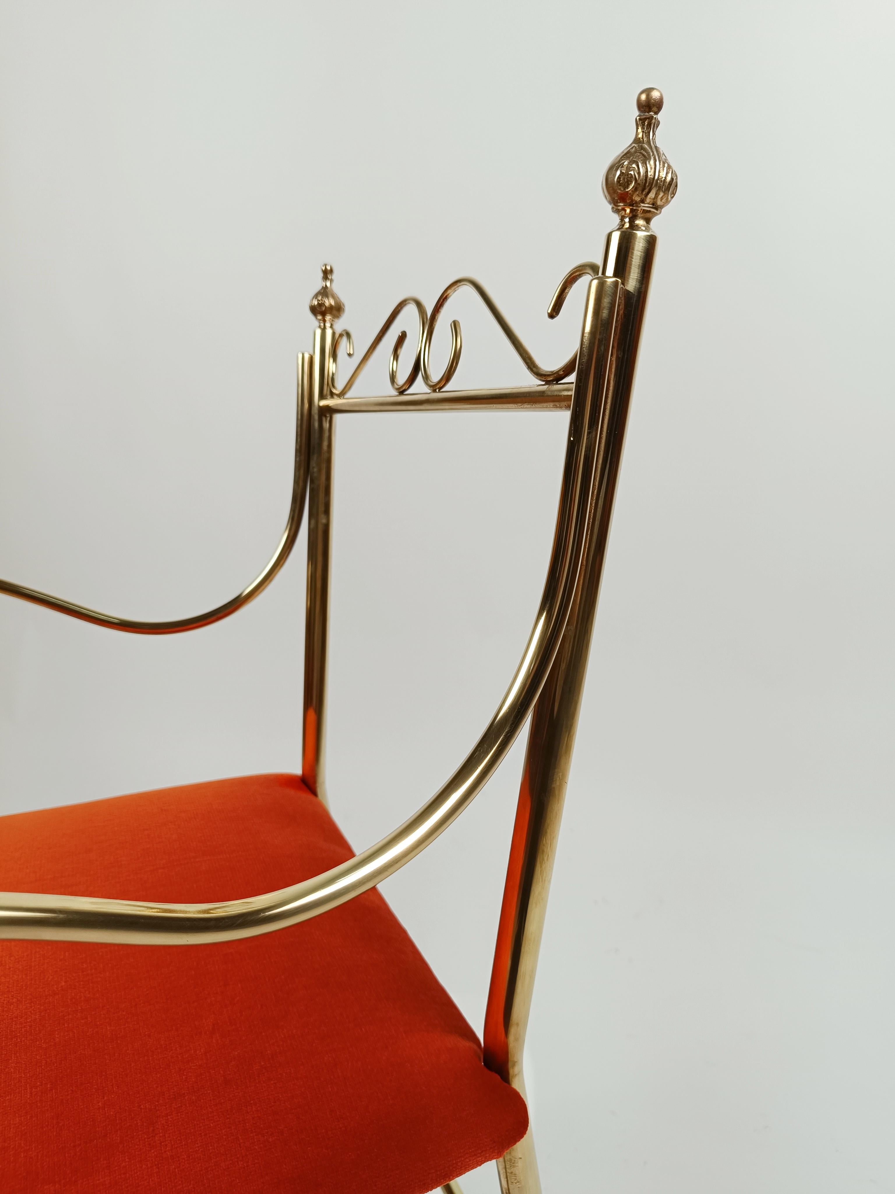 Pair of Midcentury Italian Brass Armchairs in the Style of Pier Luigi Colli For Sale 9