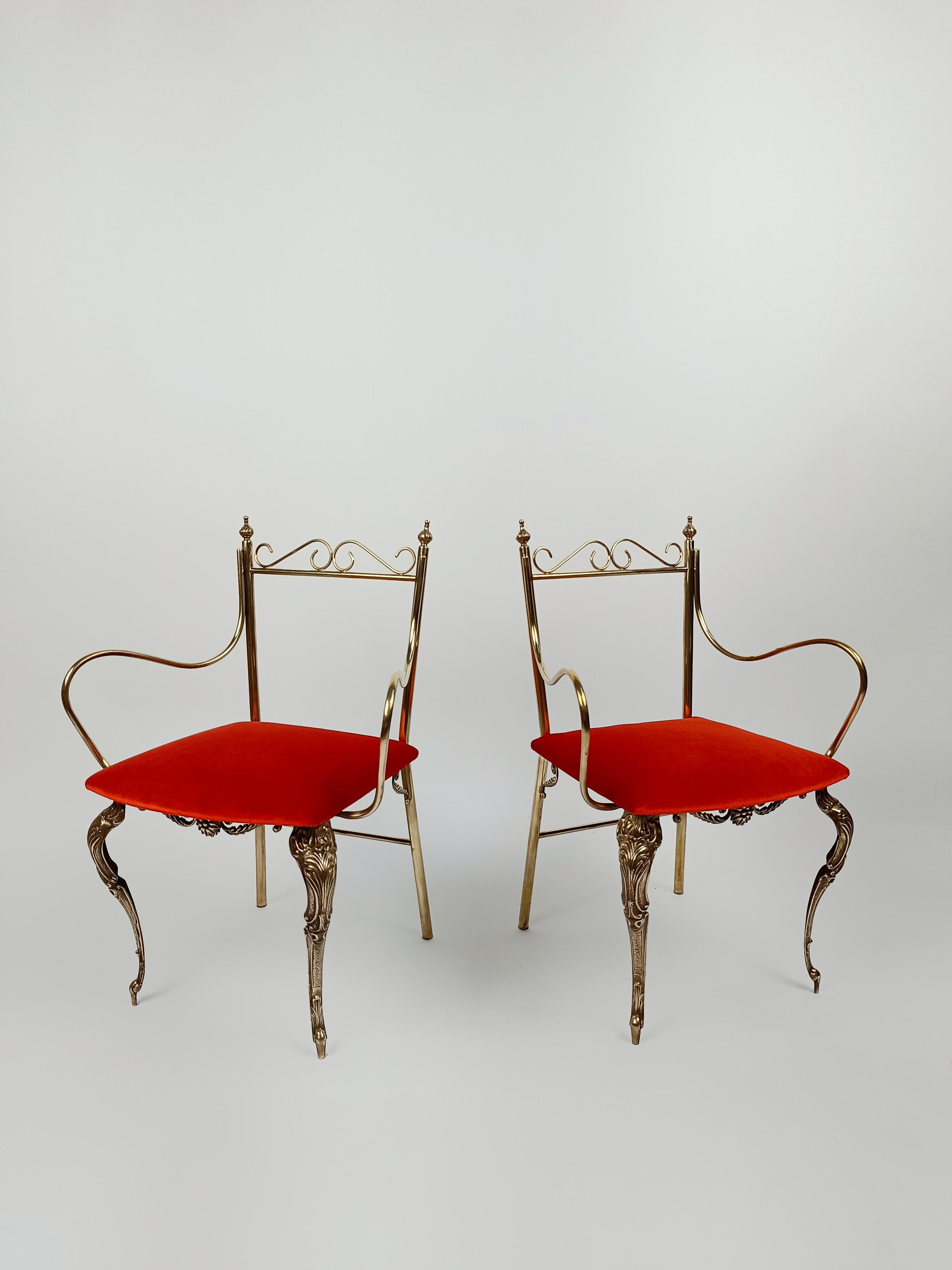 Pair of Midcentury Italian Brass Armchairs in the Style of Pier Luigi Colli For Sale 12