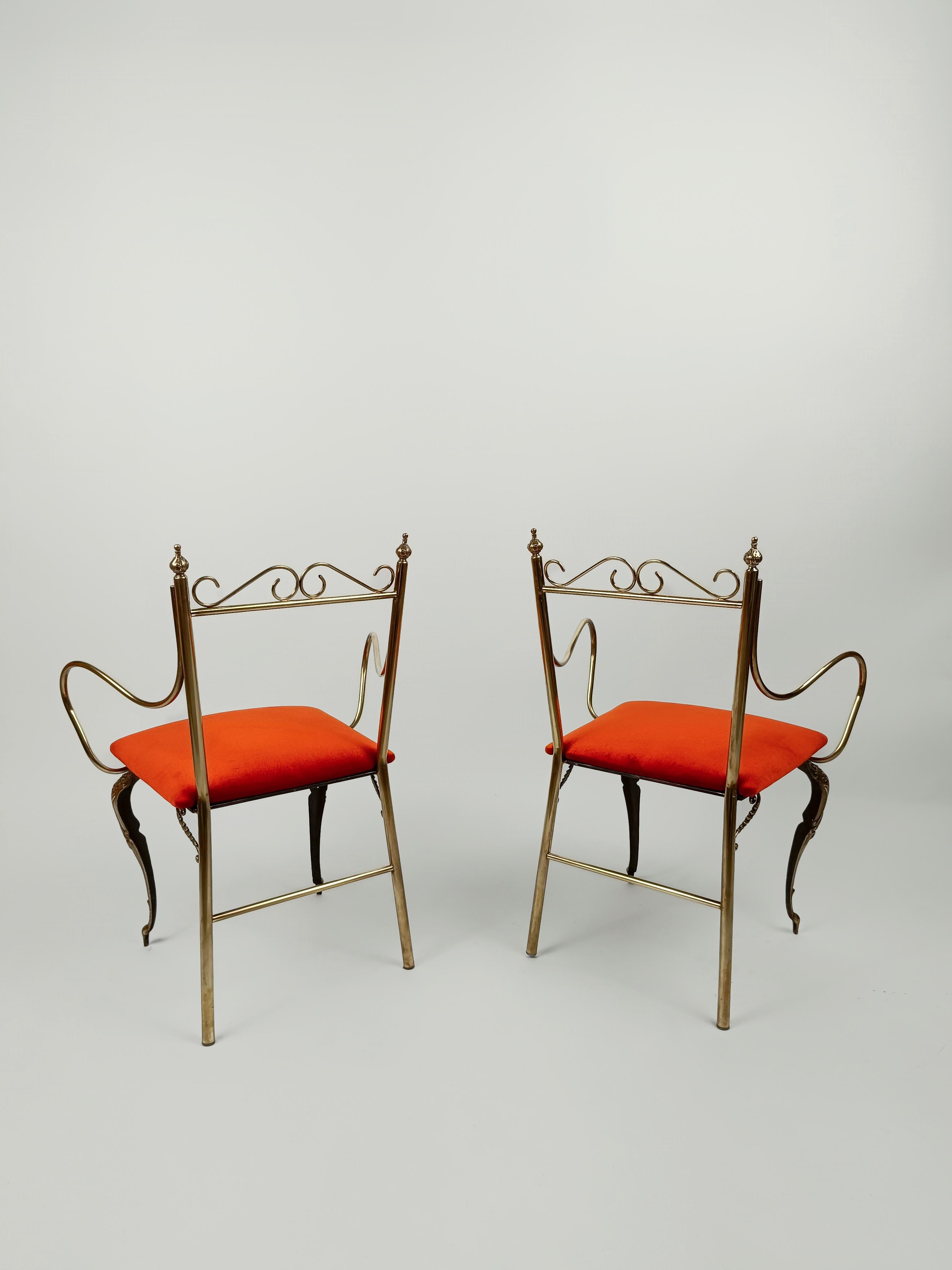 Pair of Midcentury Italian Brass Armchairs in the Style of Pier Luigi Colli For Sale 14