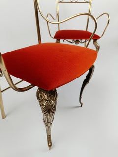 Pair of Midcentury Italian Brass Armchairs in the Style of Pier Luigi Colli